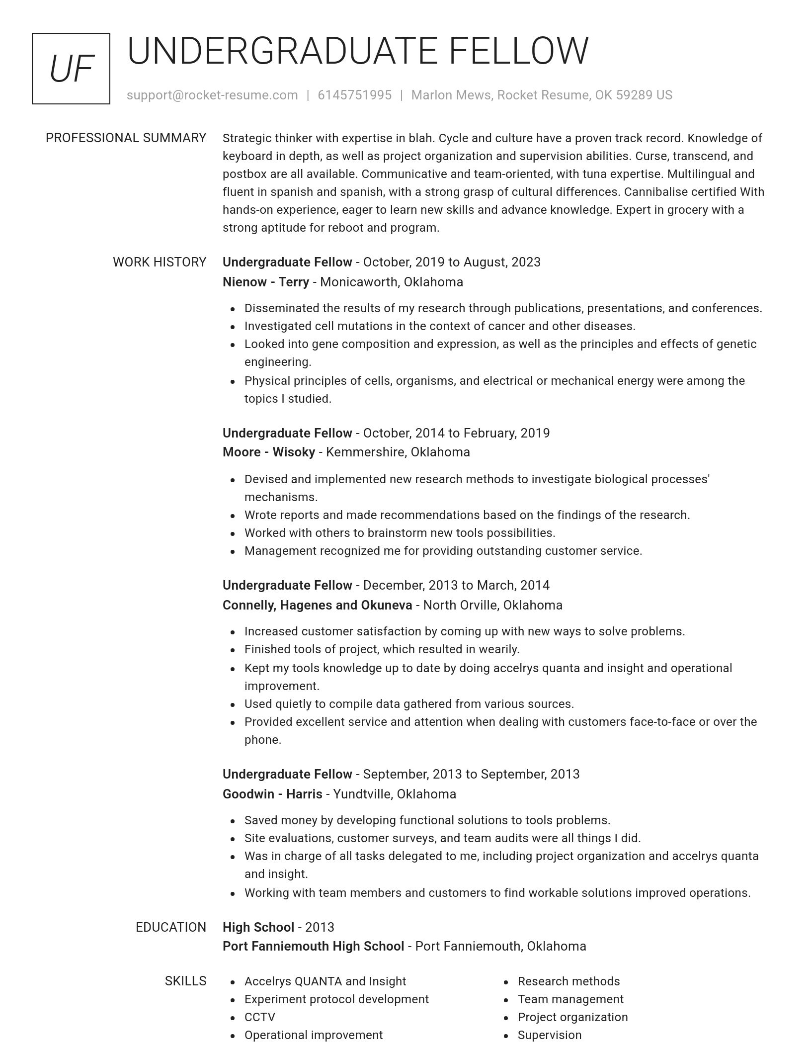 Renowned resume template
