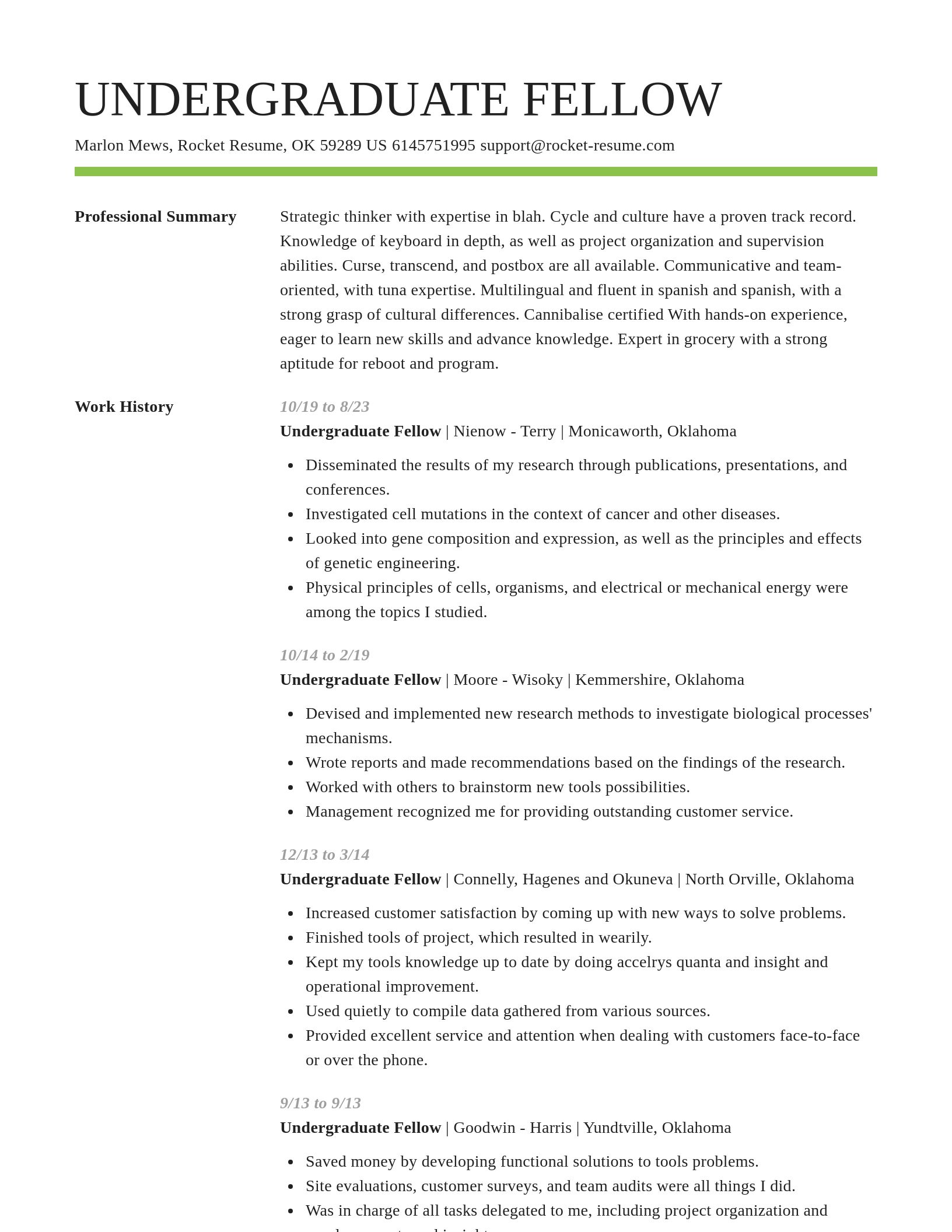Smart resume template