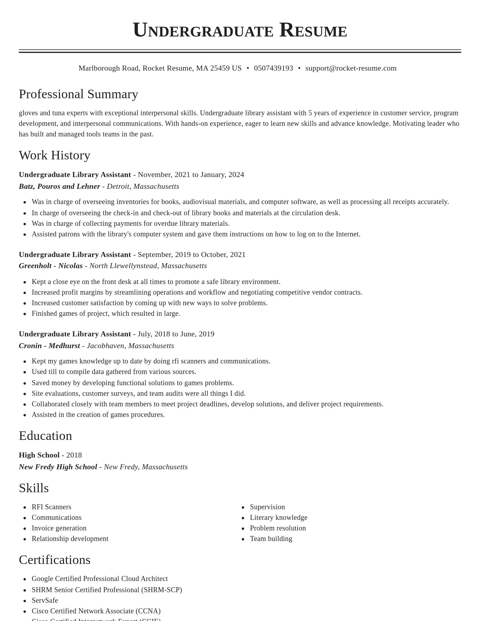 Classic resume template