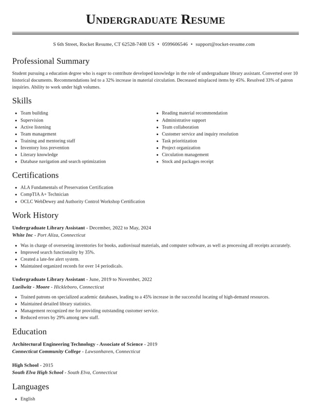 Classic resume template