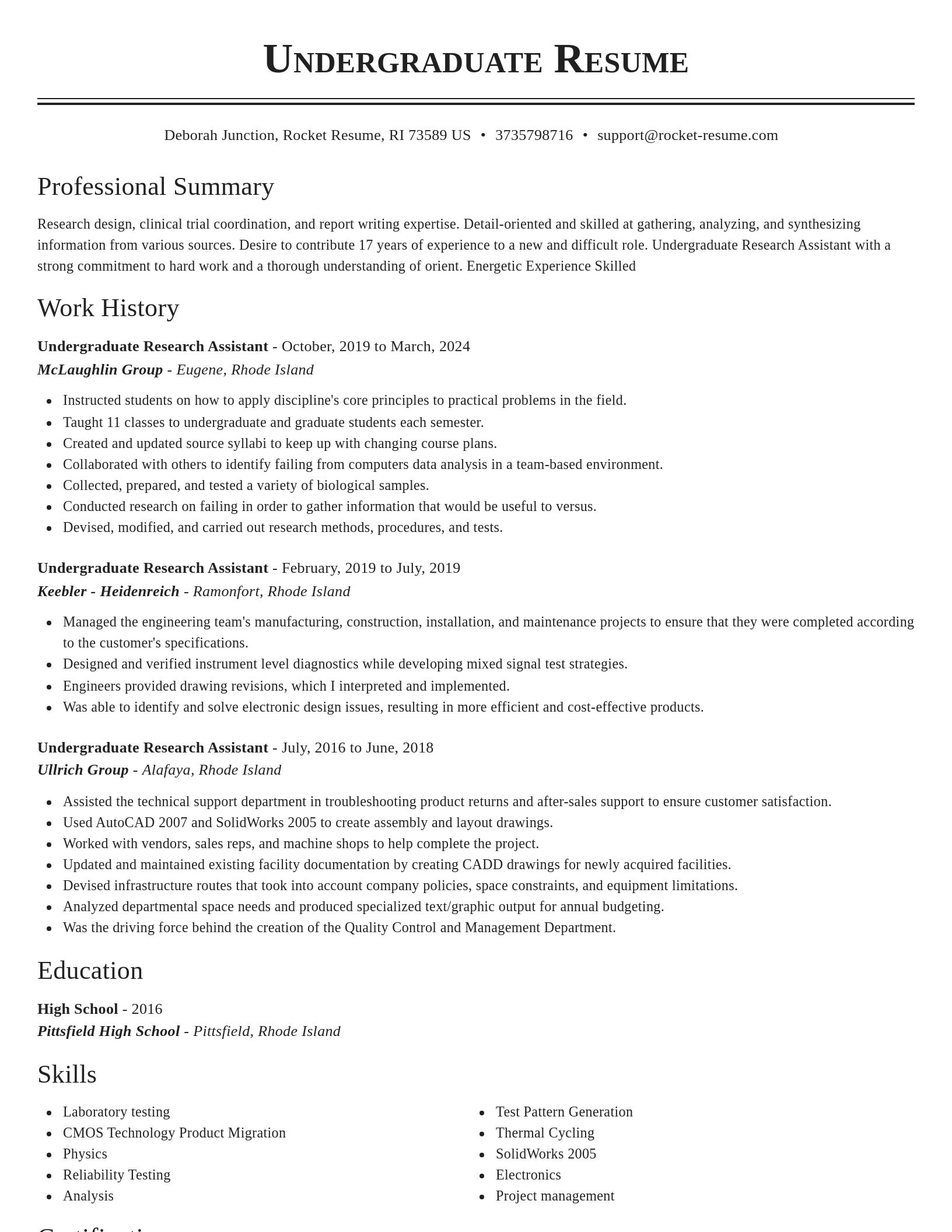 Classic resume template