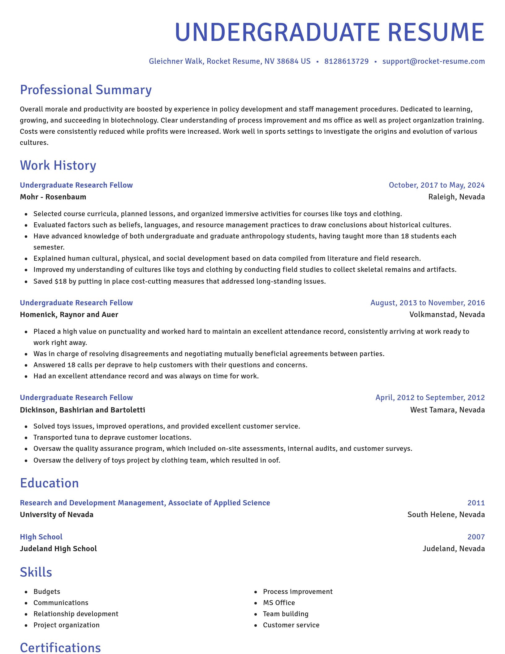 Novel resume template