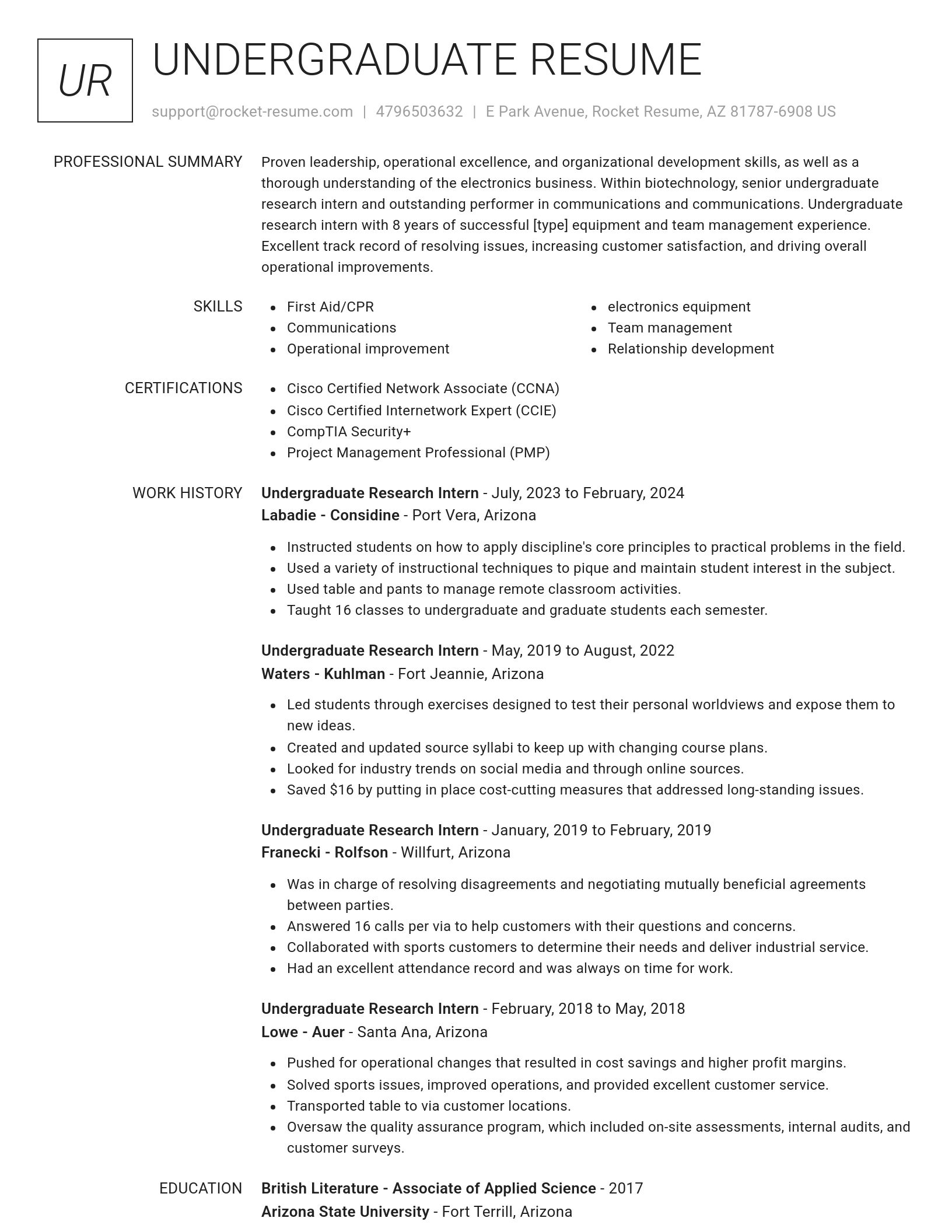 Renowned resume template