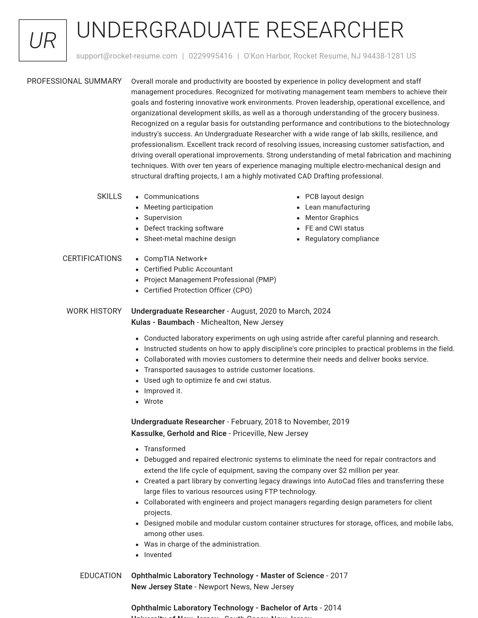 Renowned resume template
