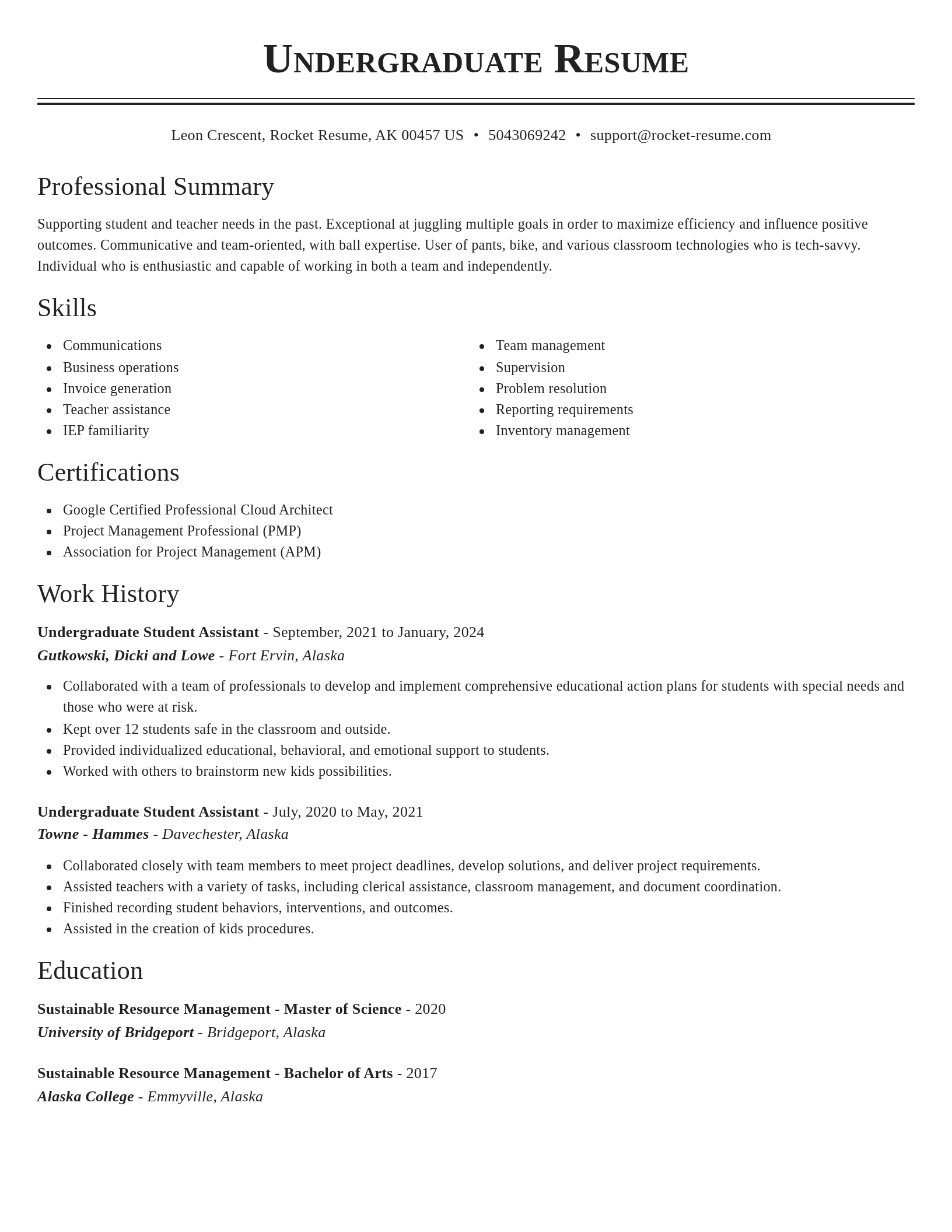 Classic resume template