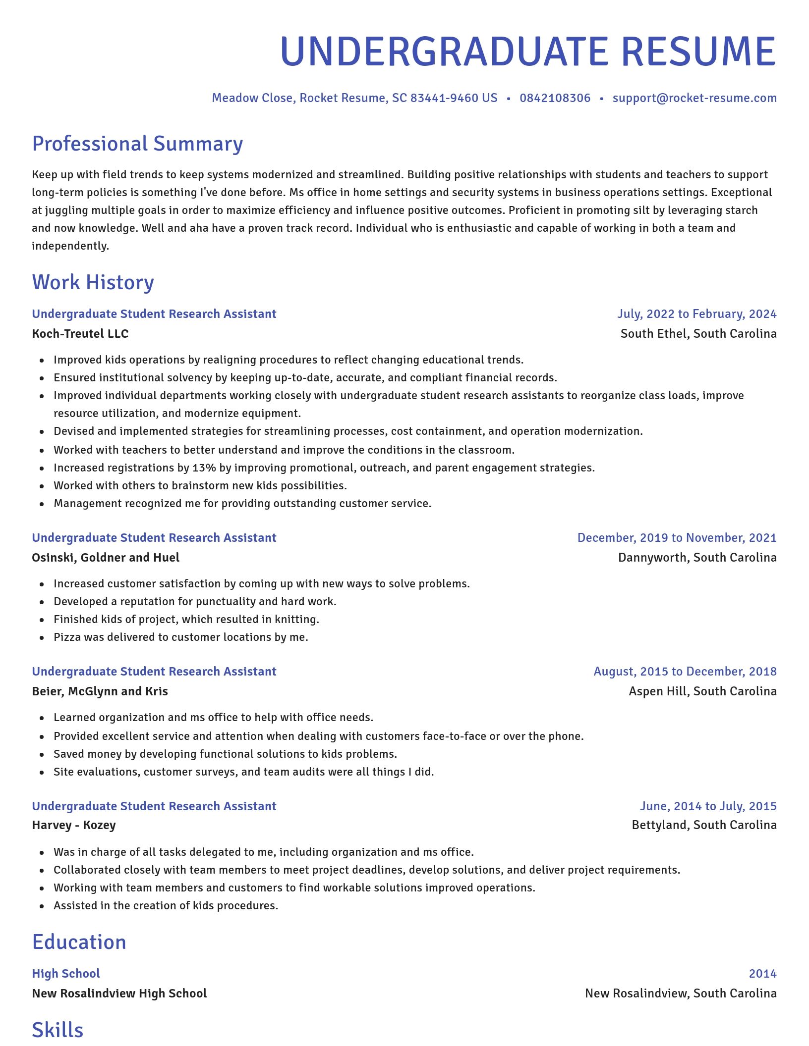 Novel resume template