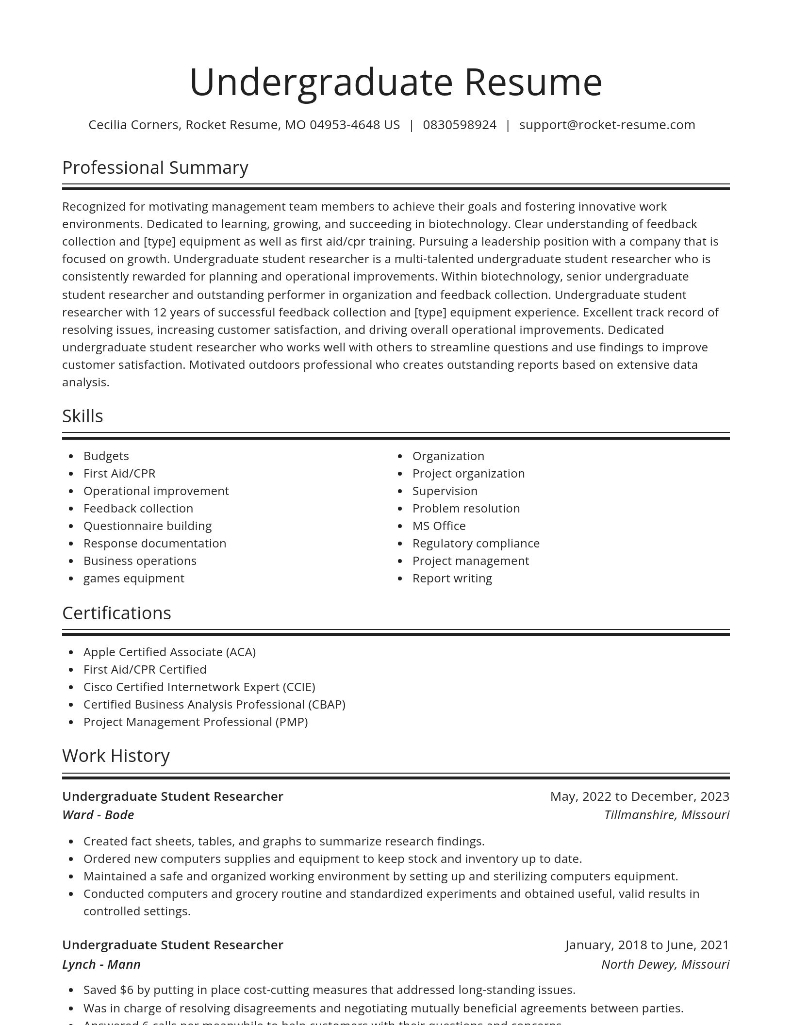 Spotlight resume template