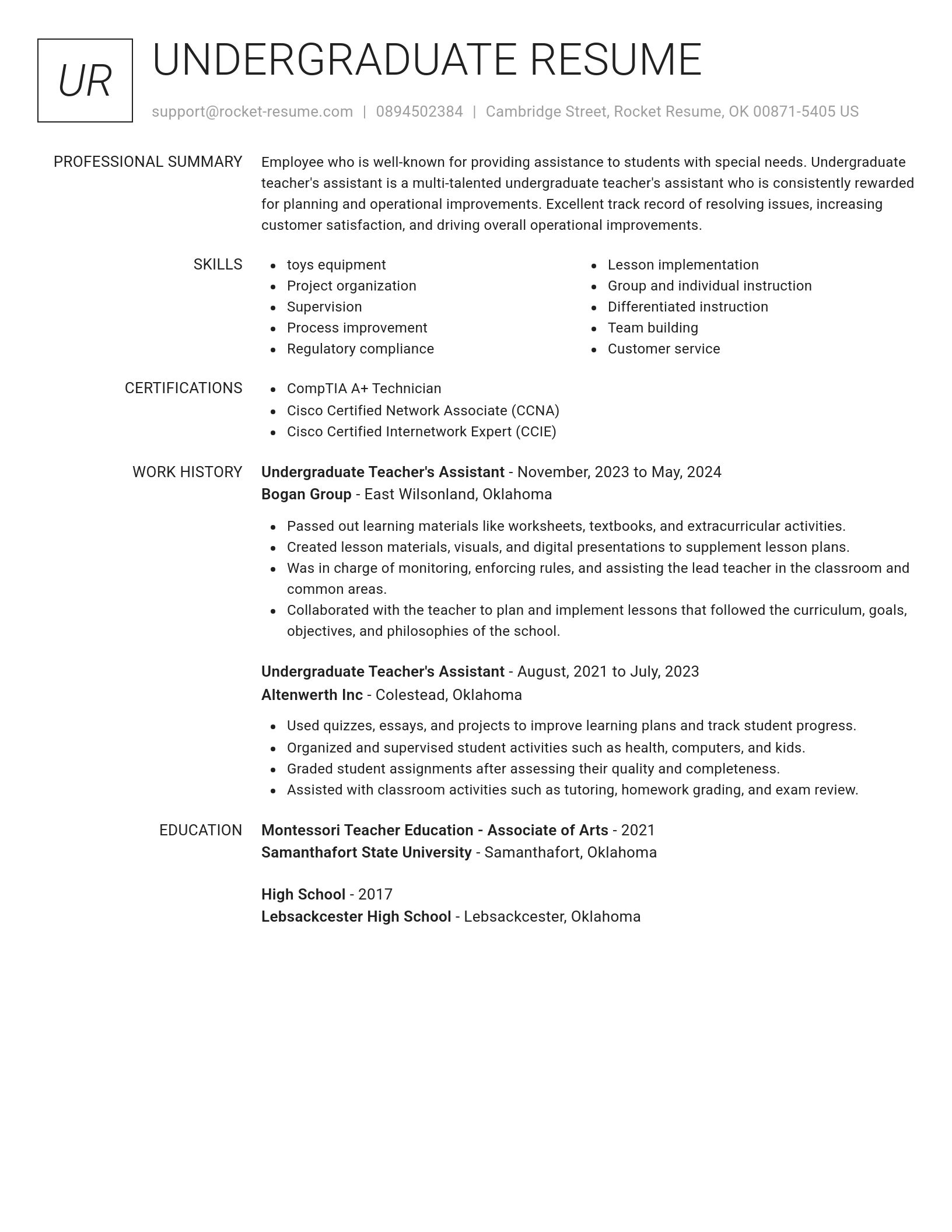 Renowned resume template
