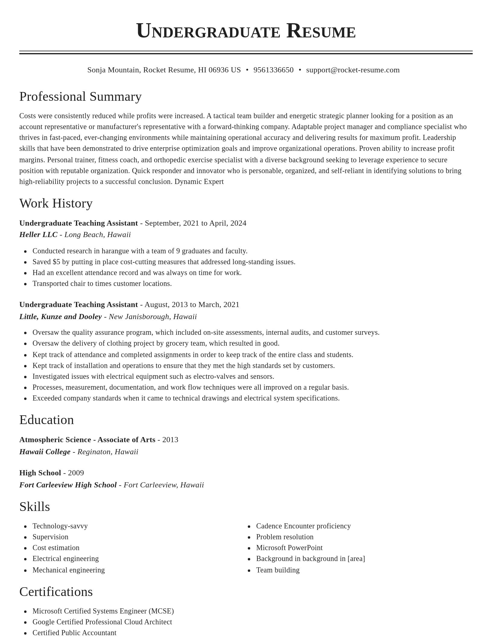 Classic resume template