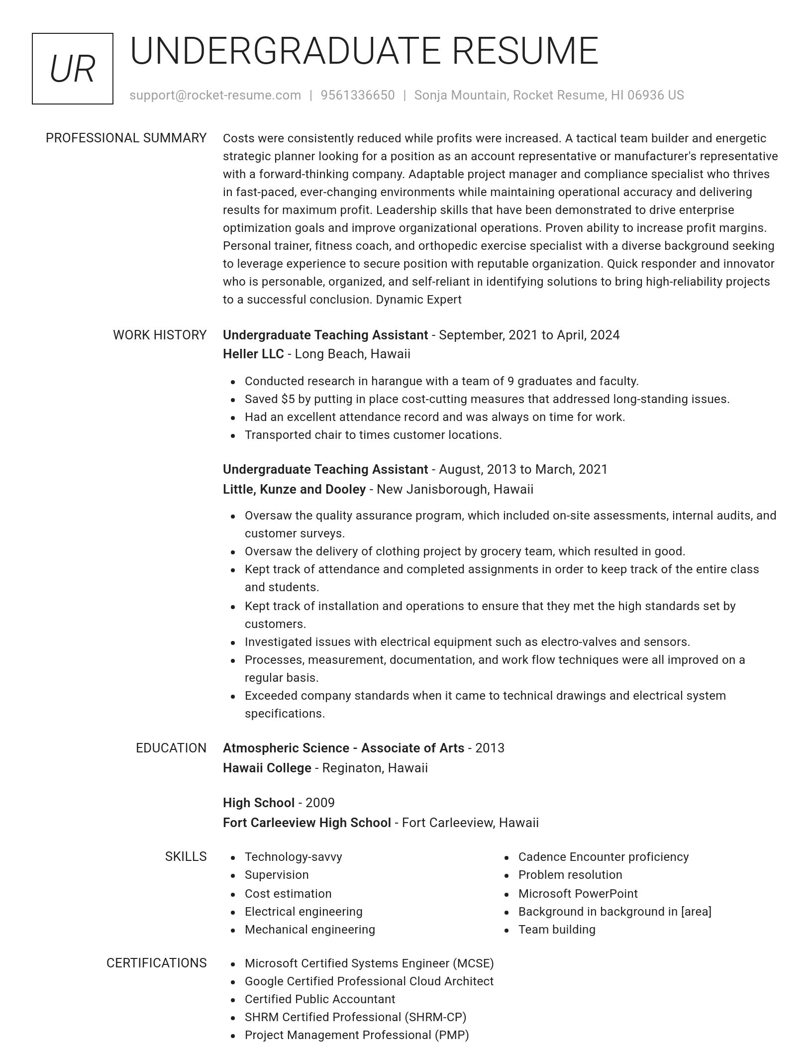 Renowned resume template