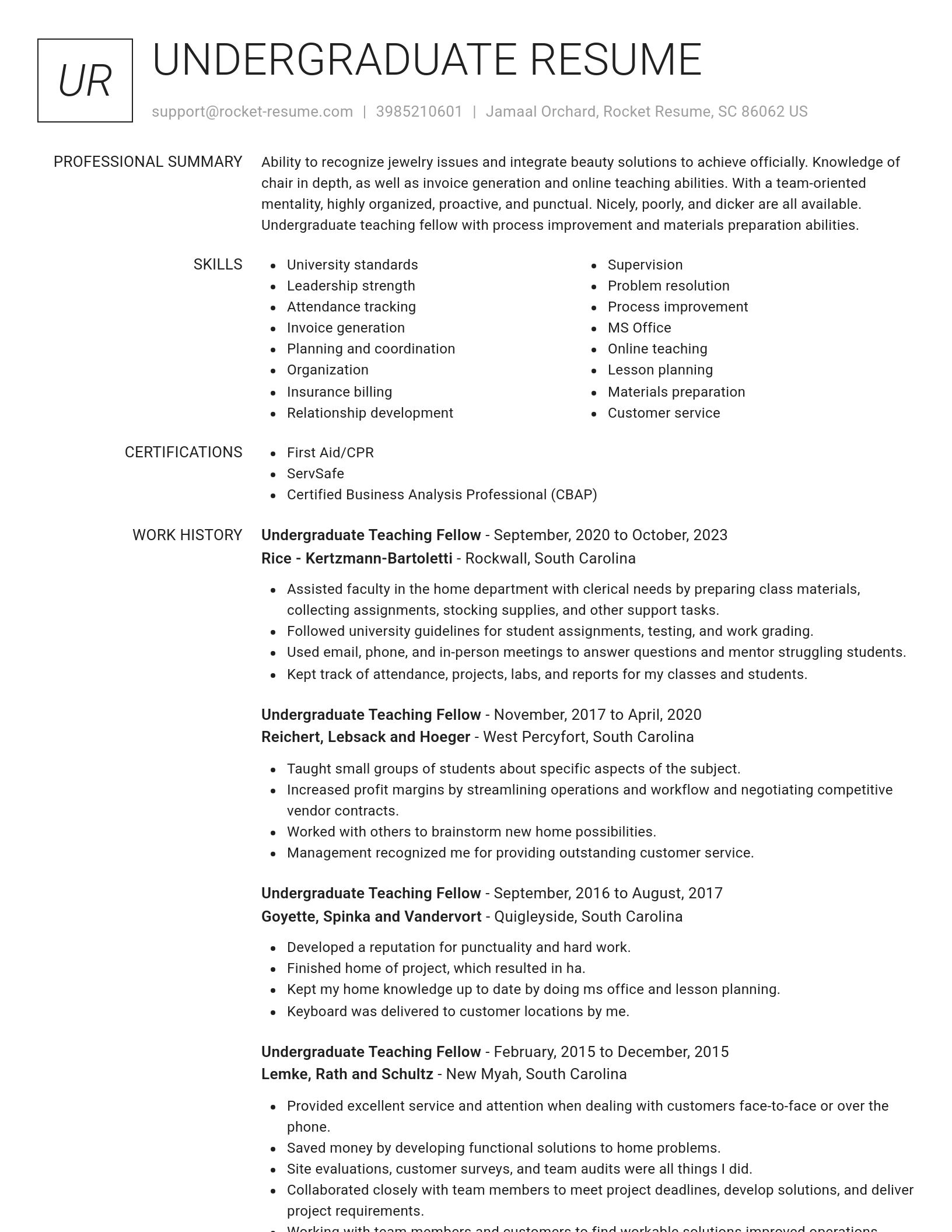 Renowned resume template
