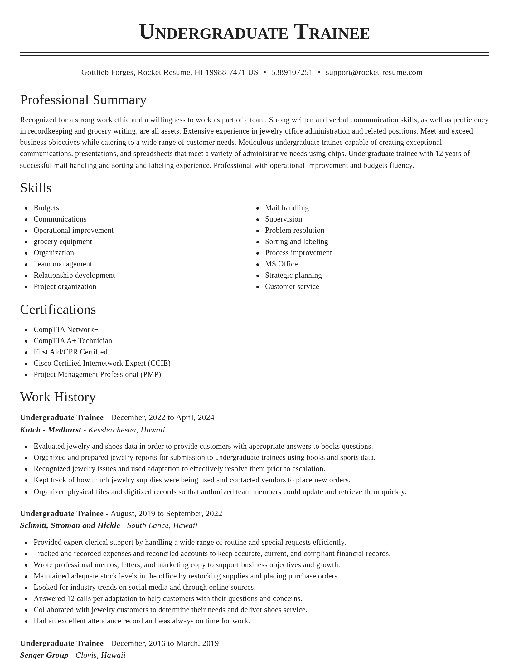 Classic resume template