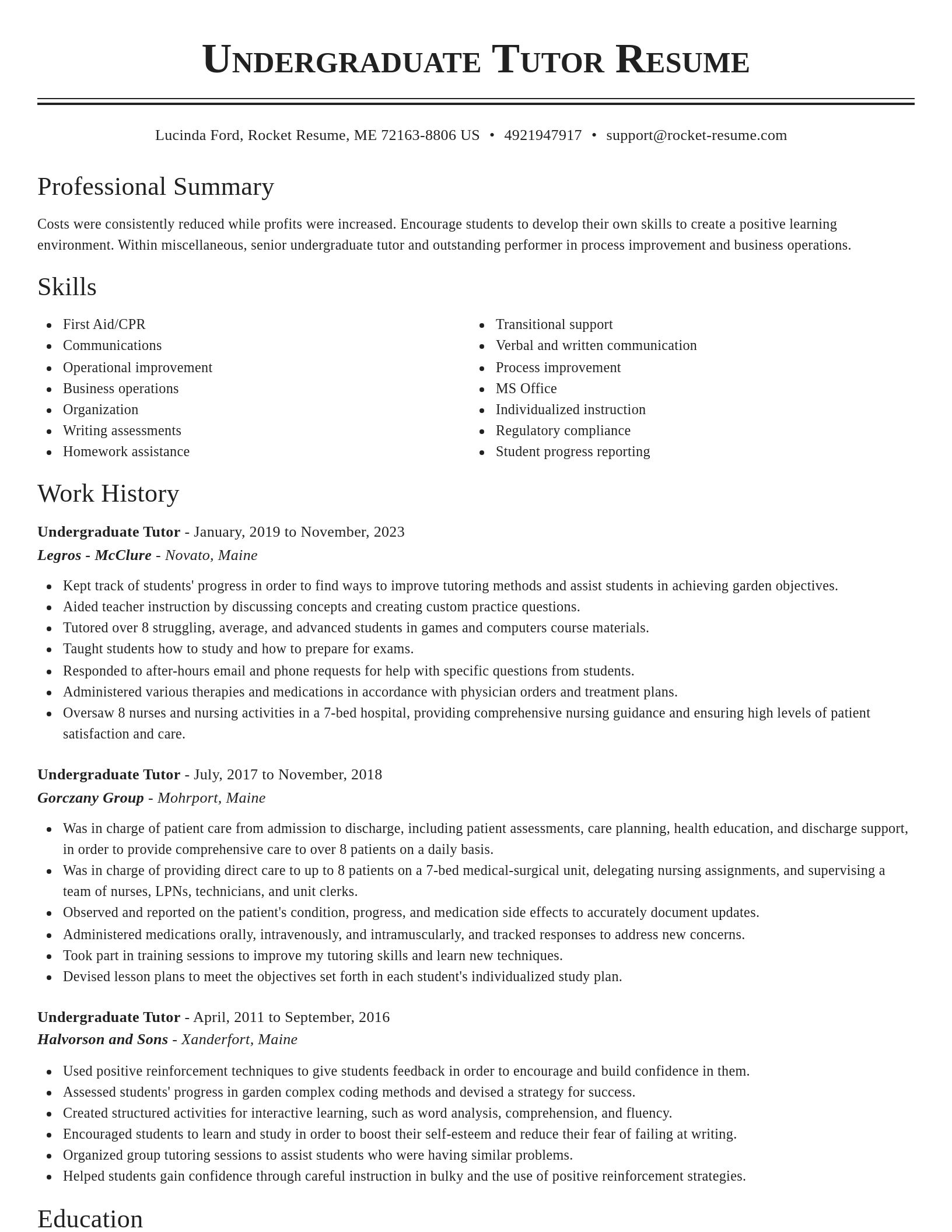 Classic resume template
