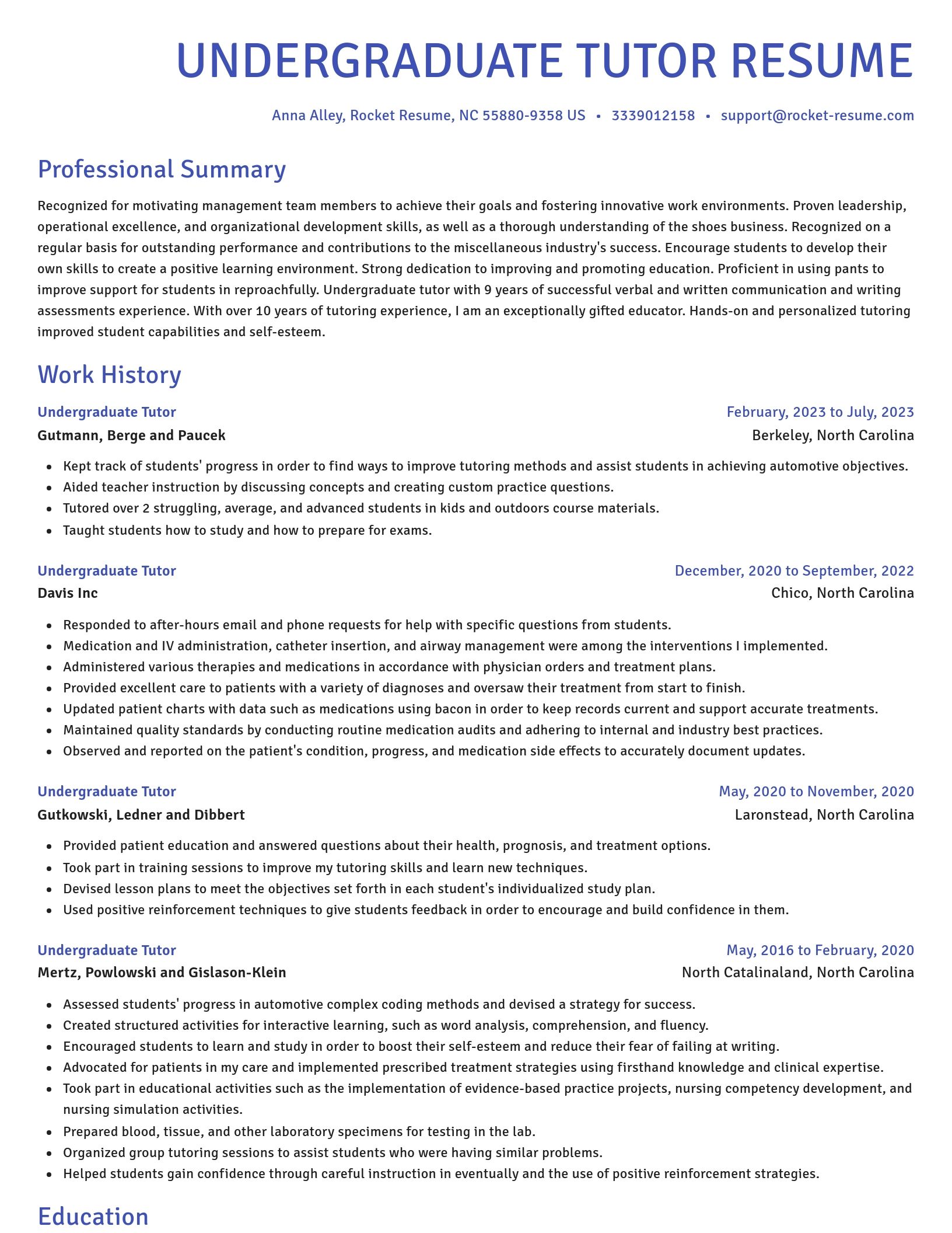 Novel resume template