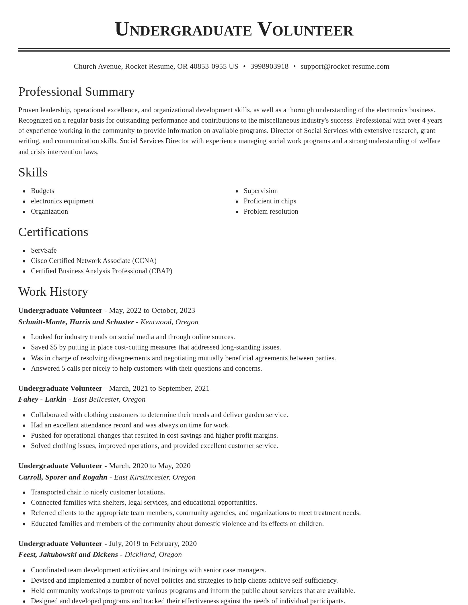 Classic resume template