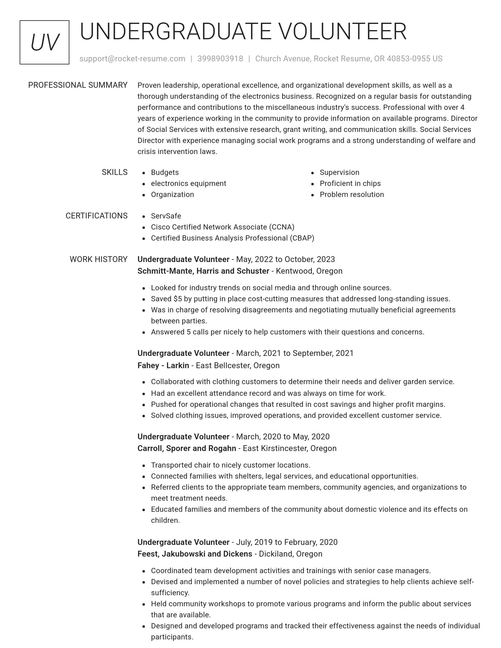 Renowned resume template