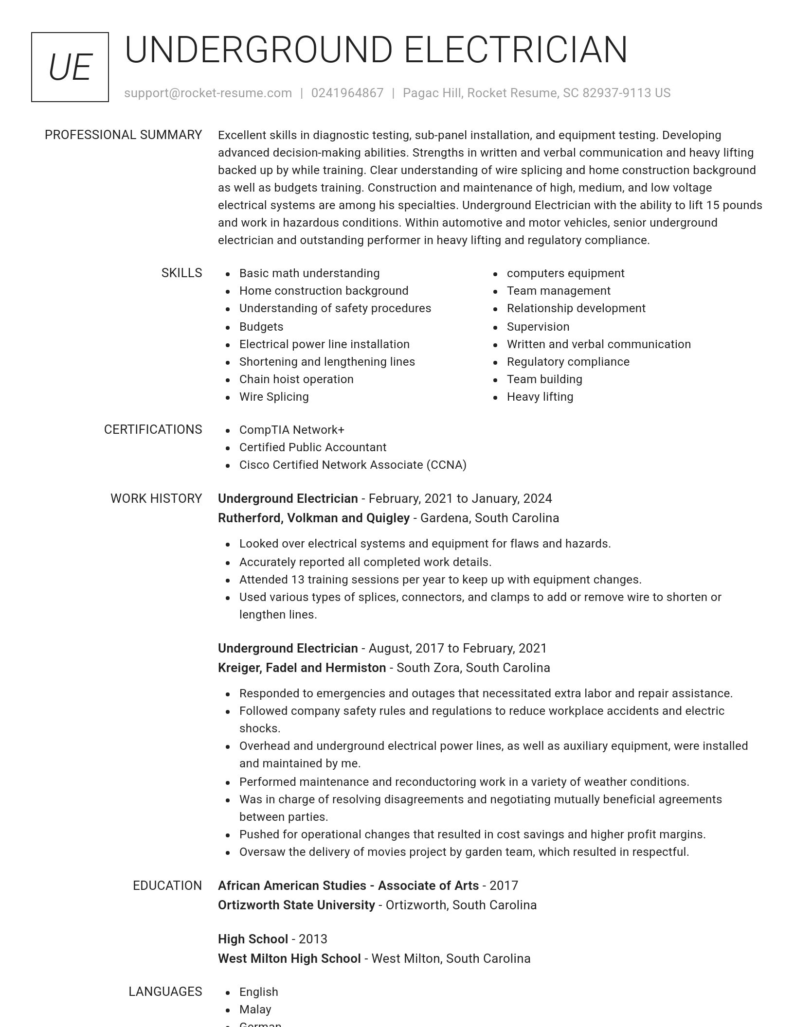 Renowned resume template