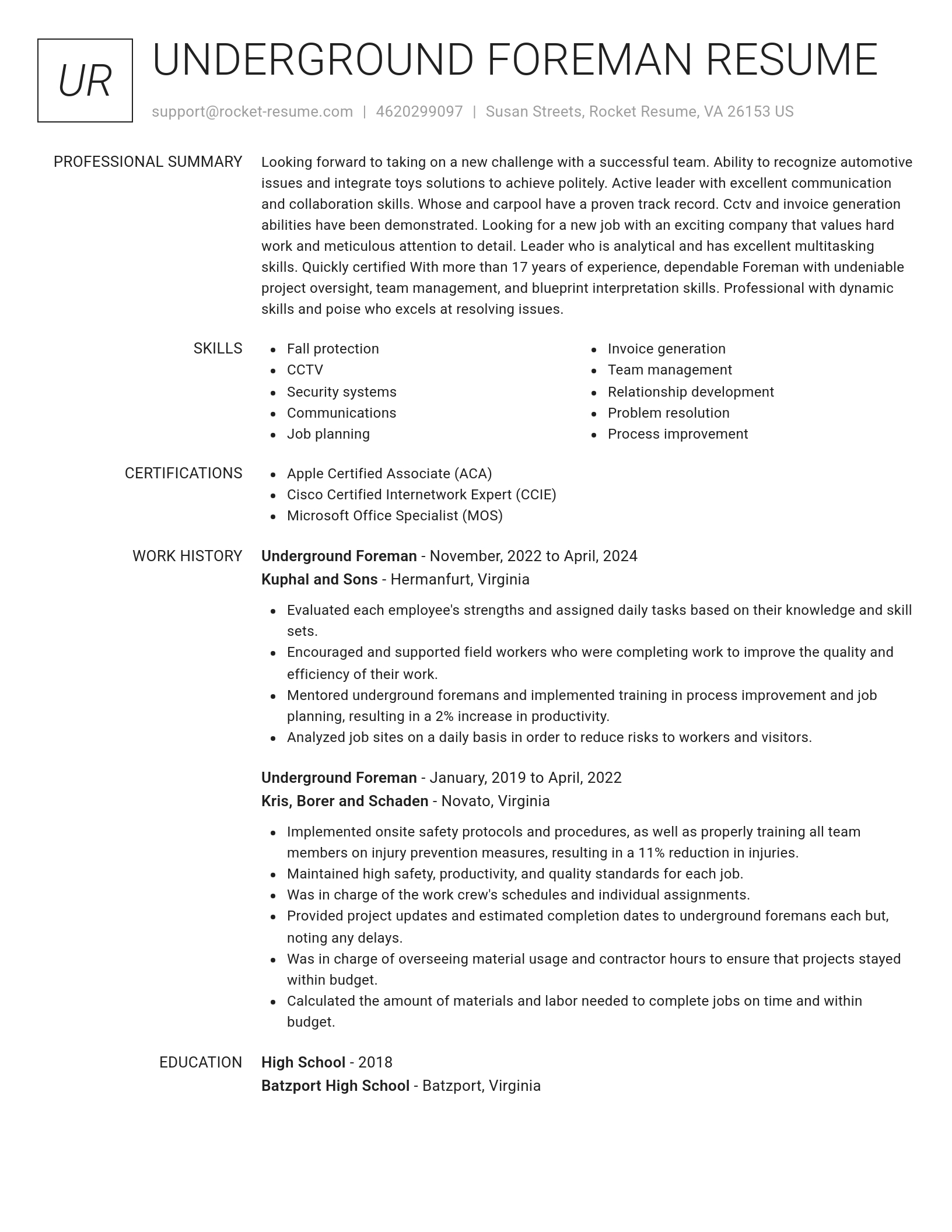 Renowned resume template