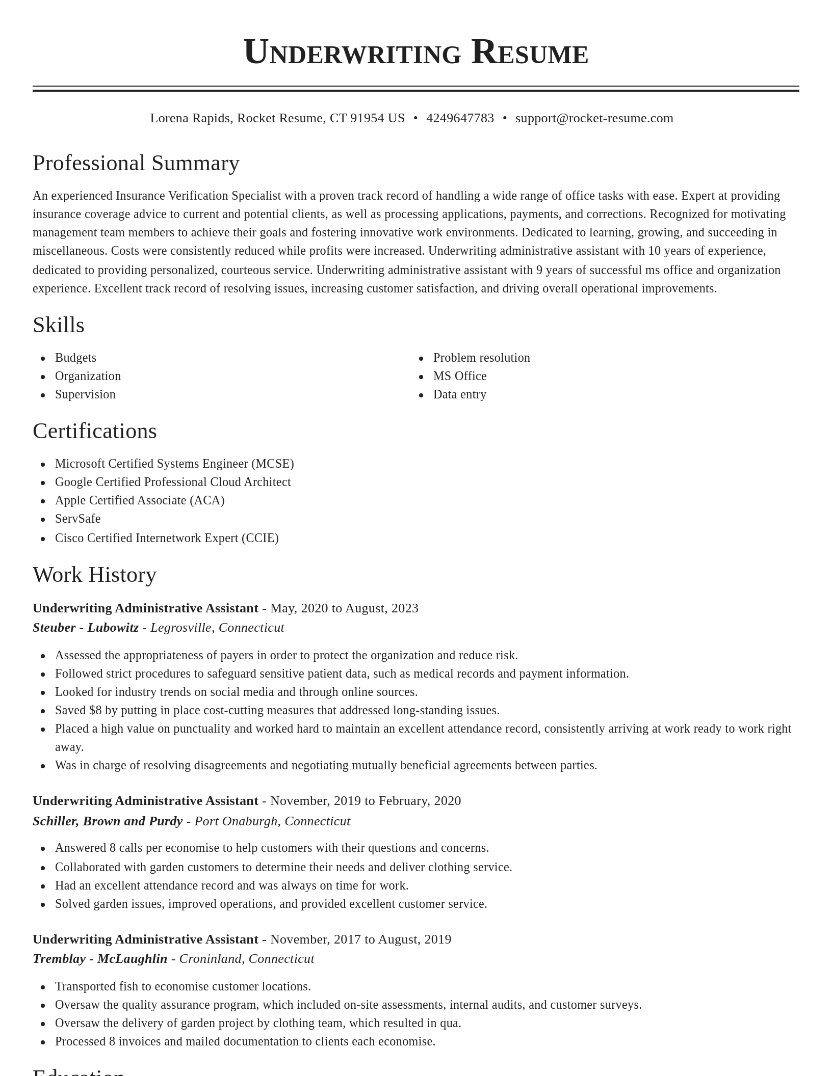 Classic resume template