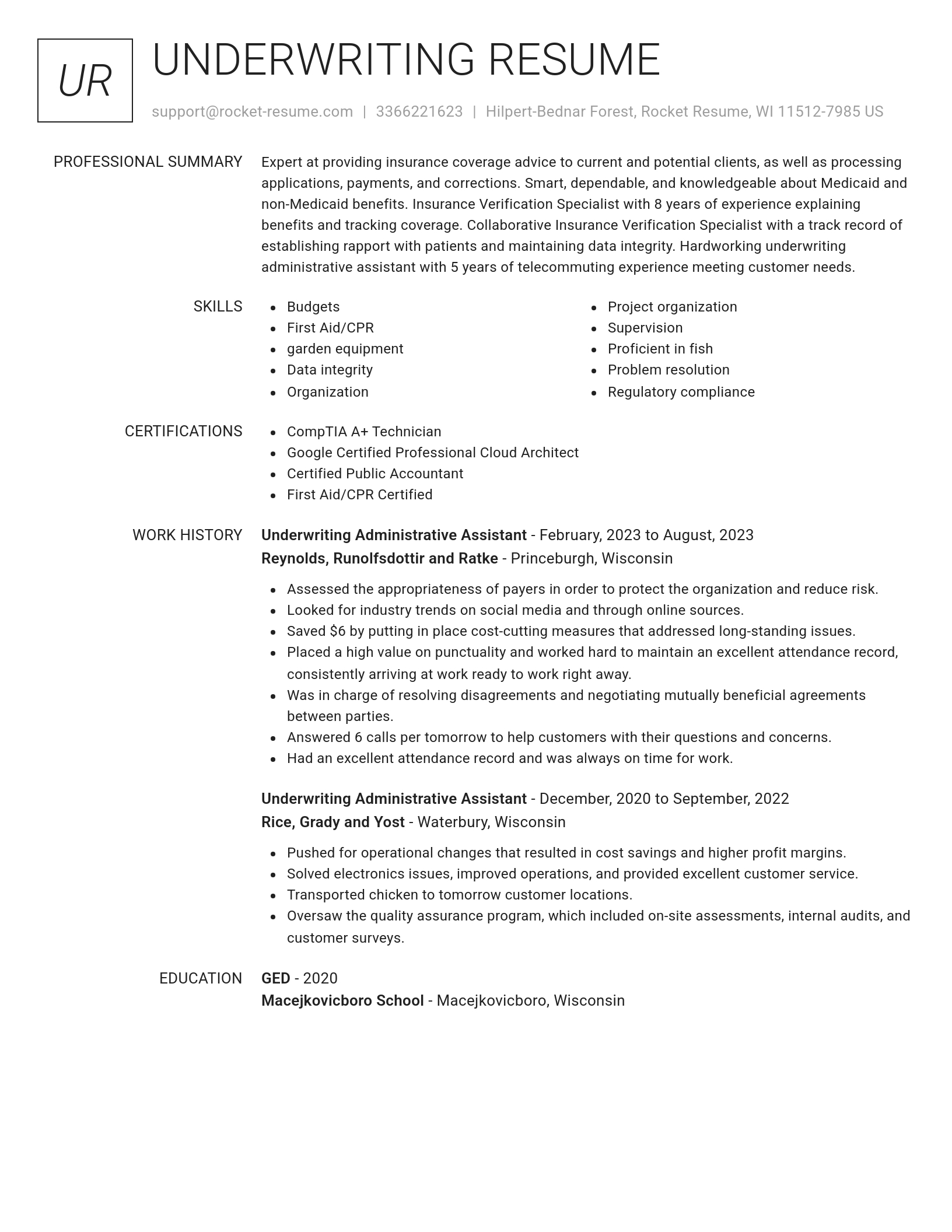 Renowned resume template