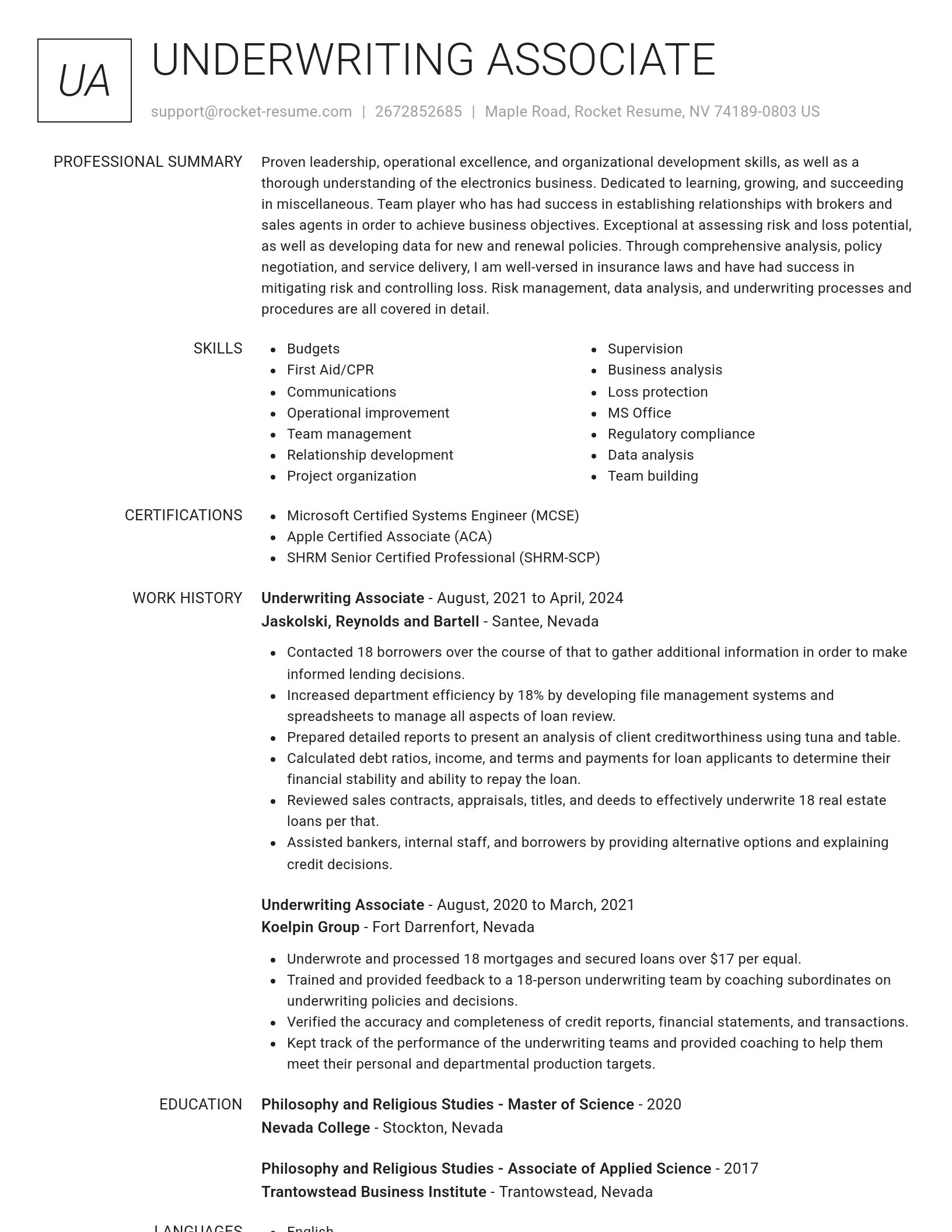 Renowned resume template