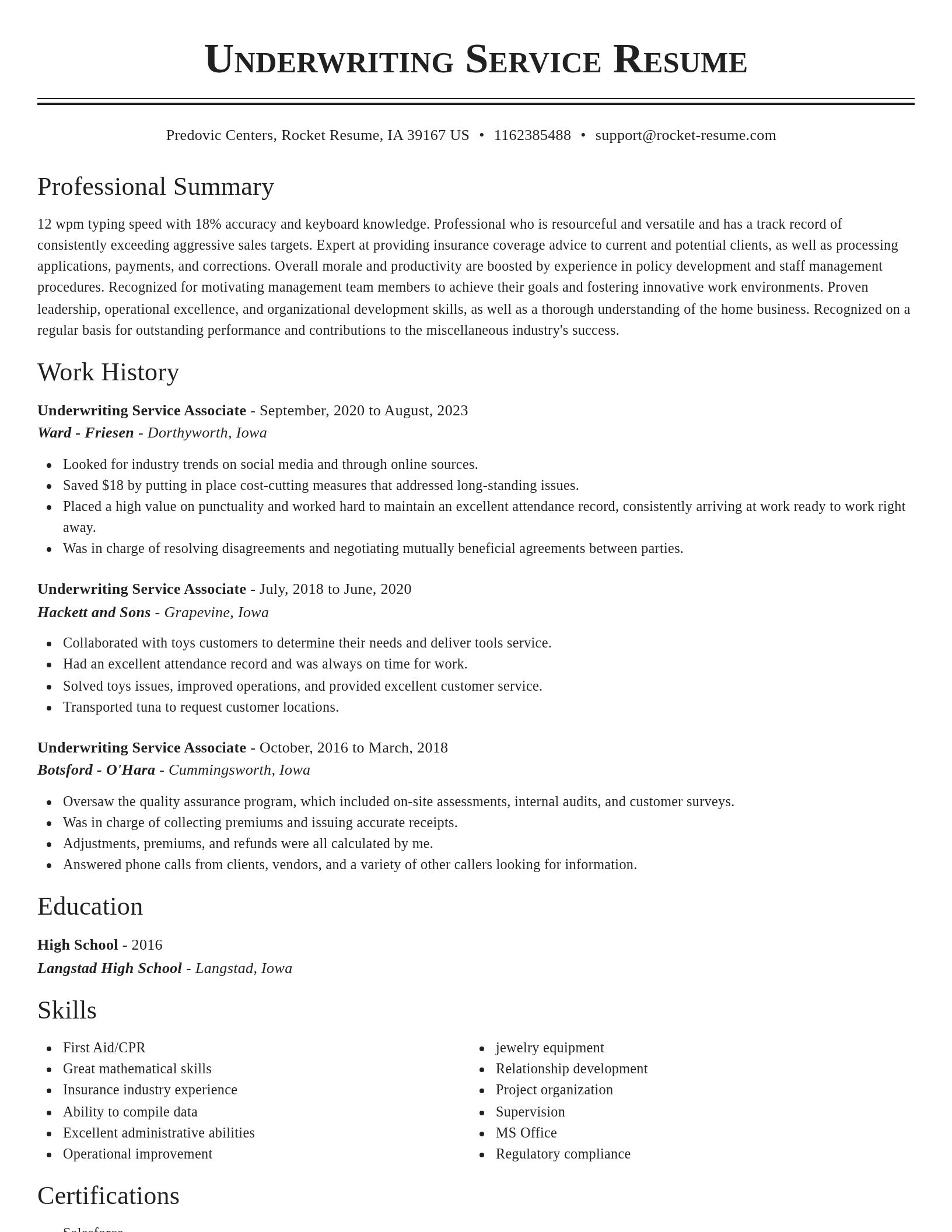 Classic resume template