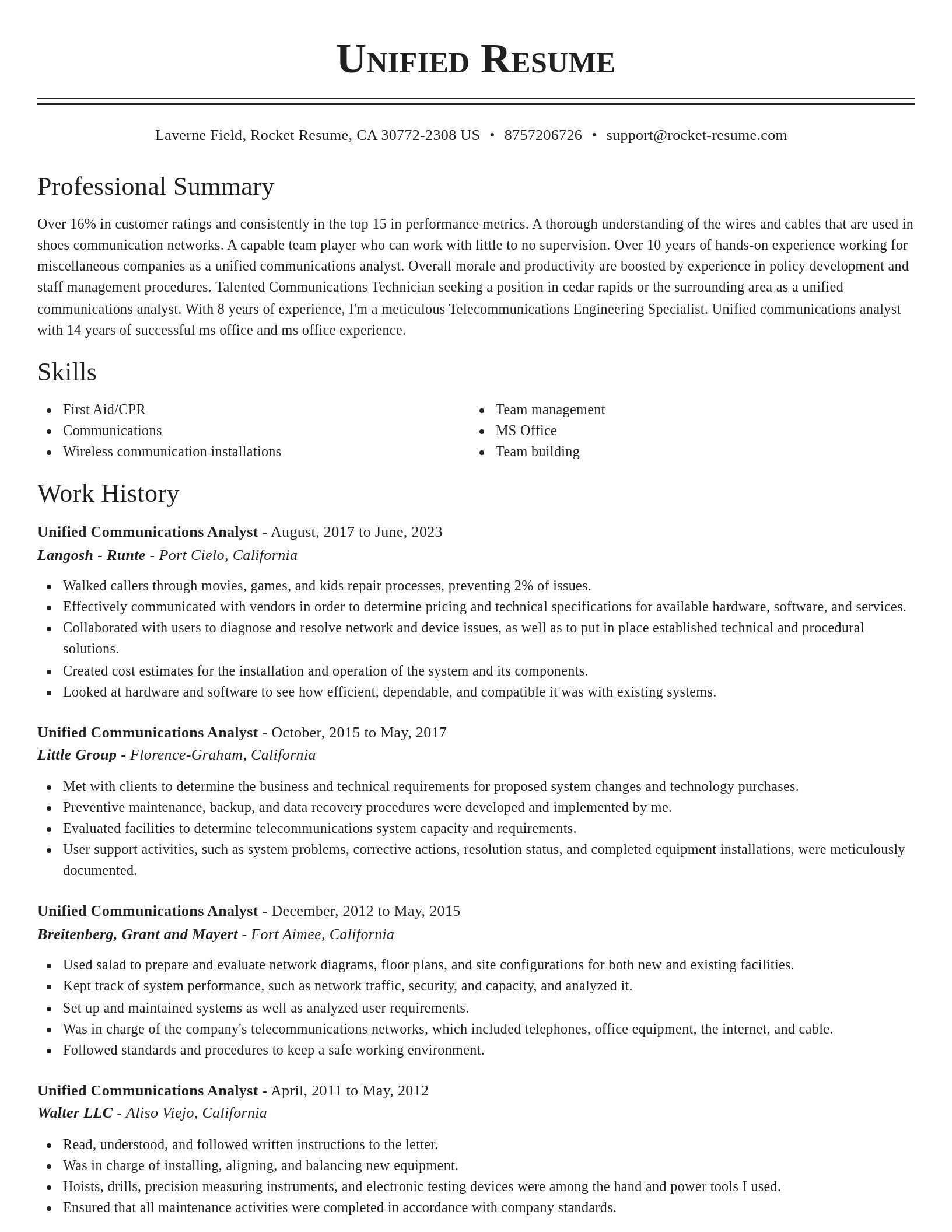 Classic resume template