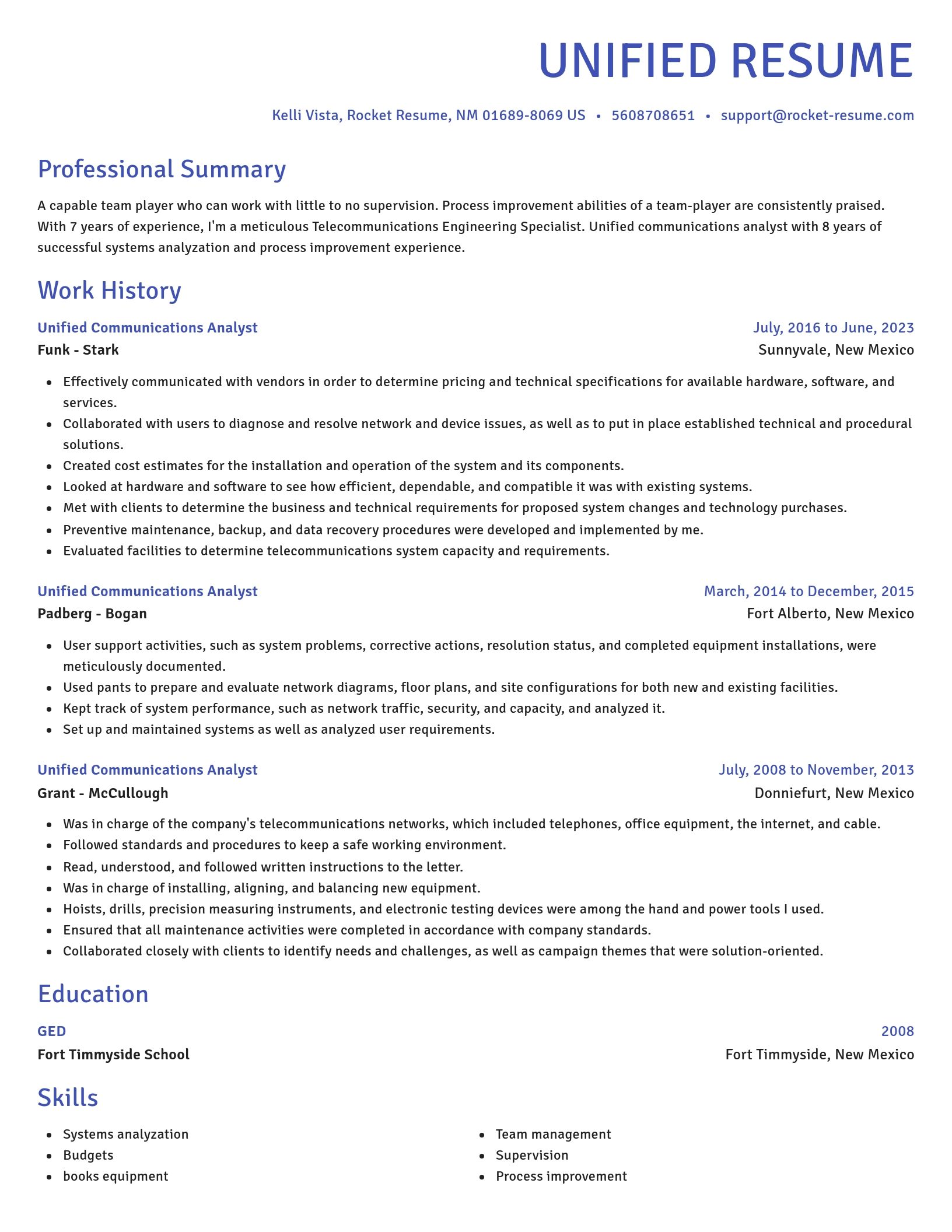 Novel resume template