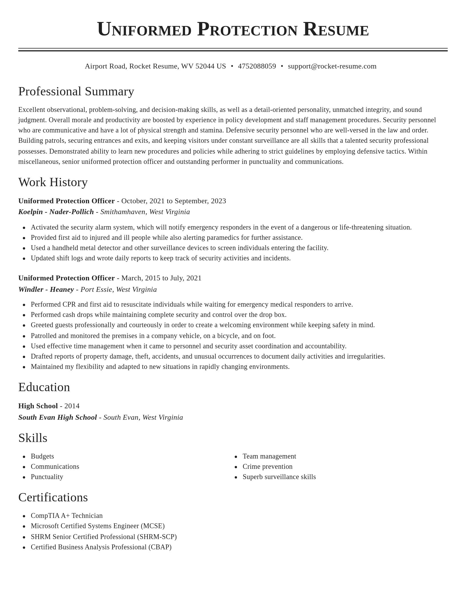 Classic resume template