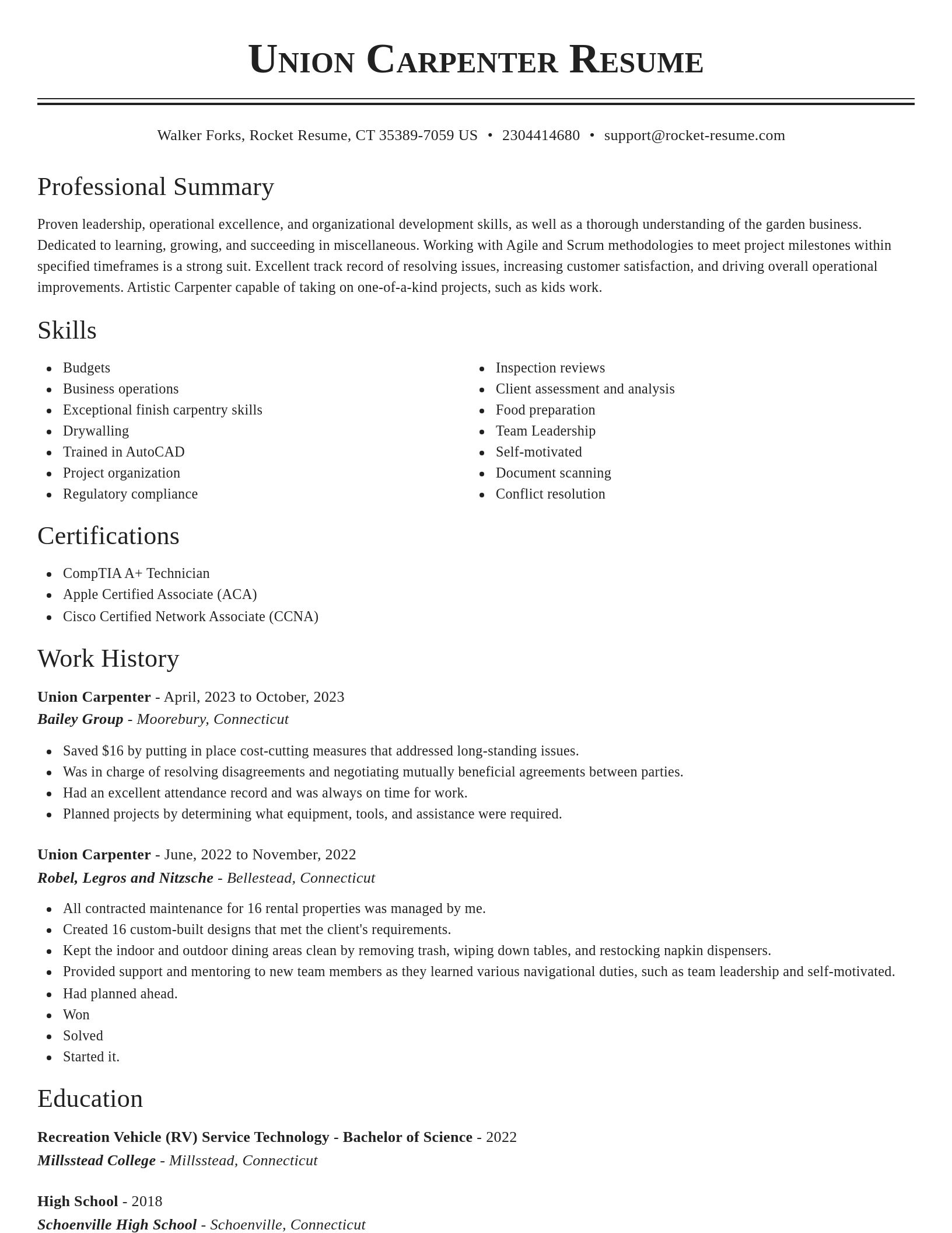 Classic resume template