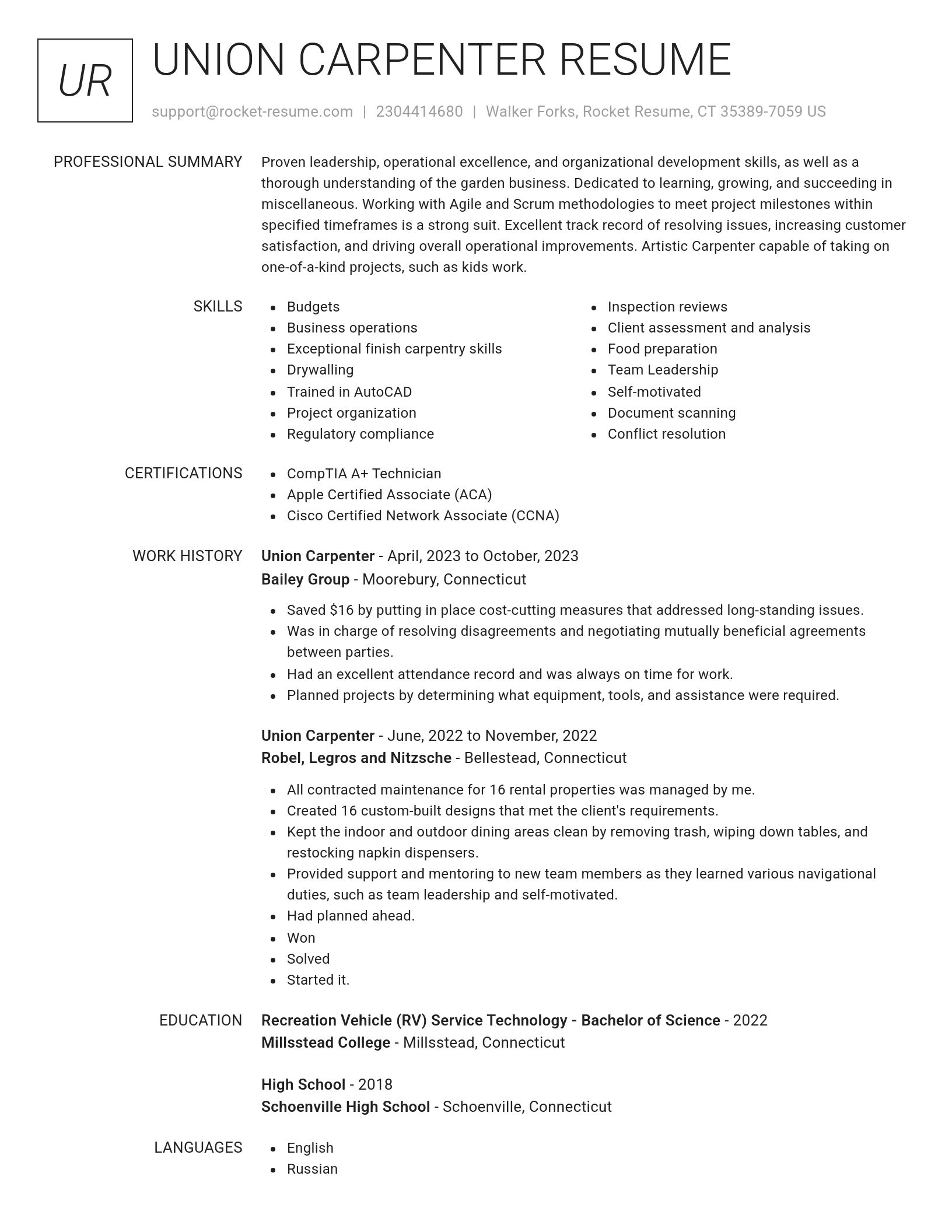 Renowned resume template