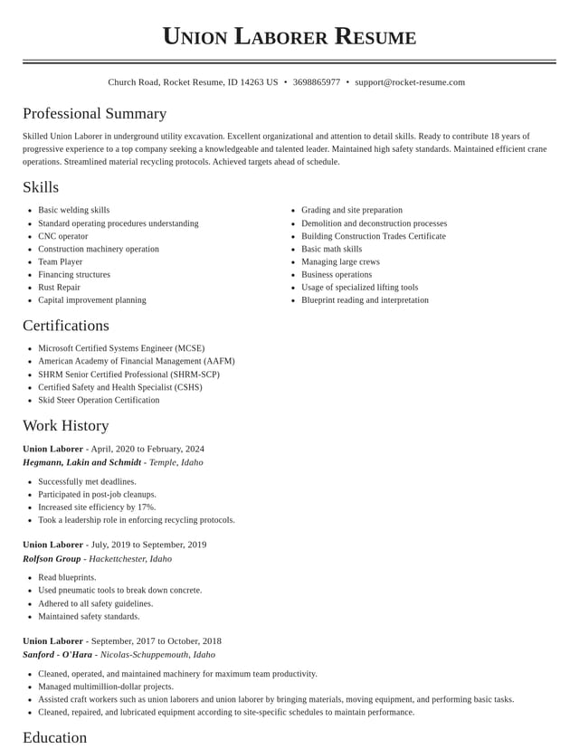 Classic resume template