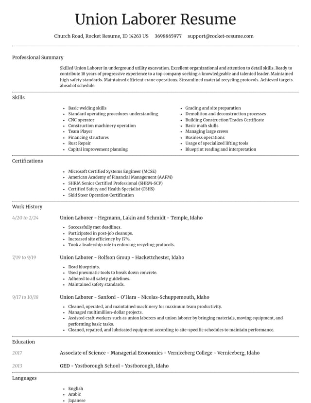 Dignified resume template
