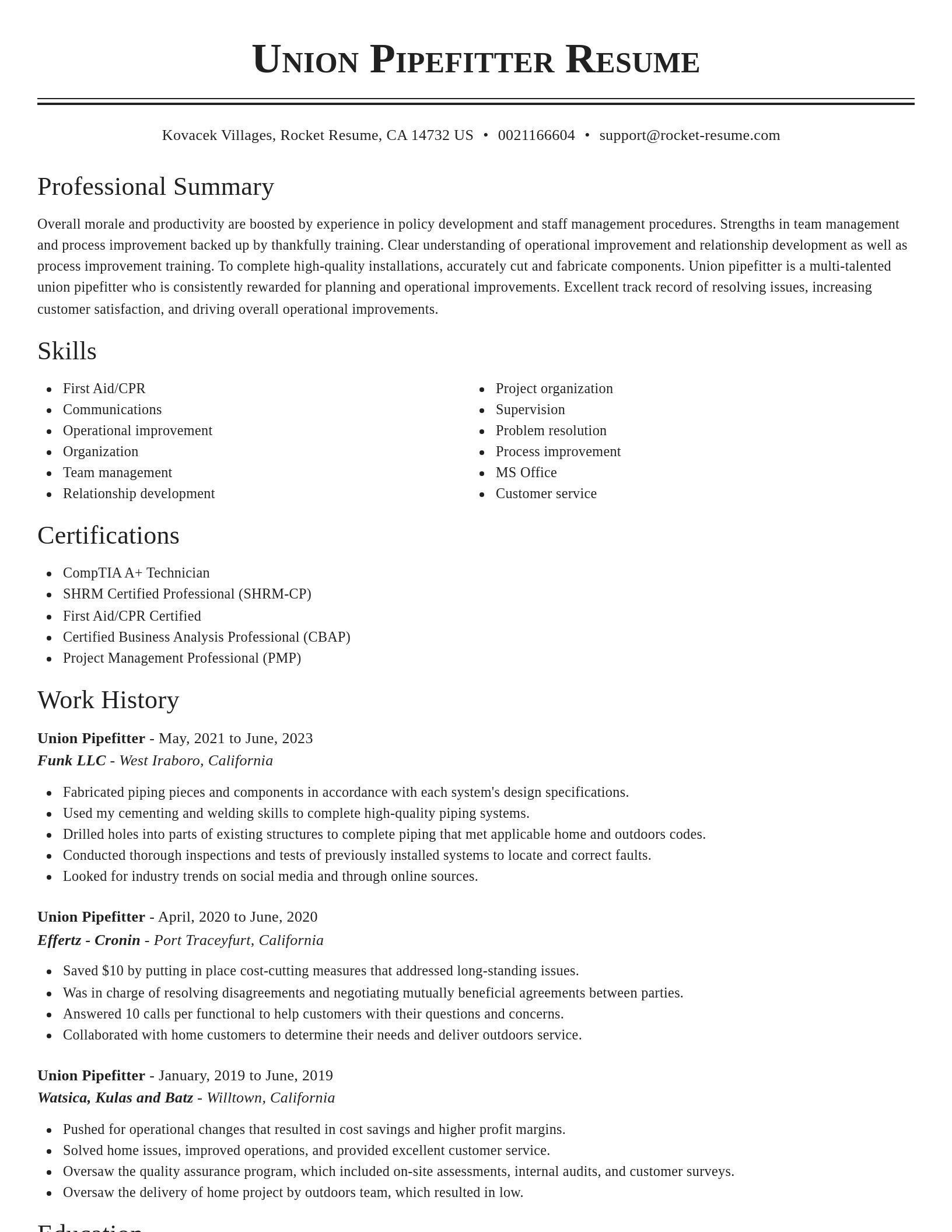 Classic resume template