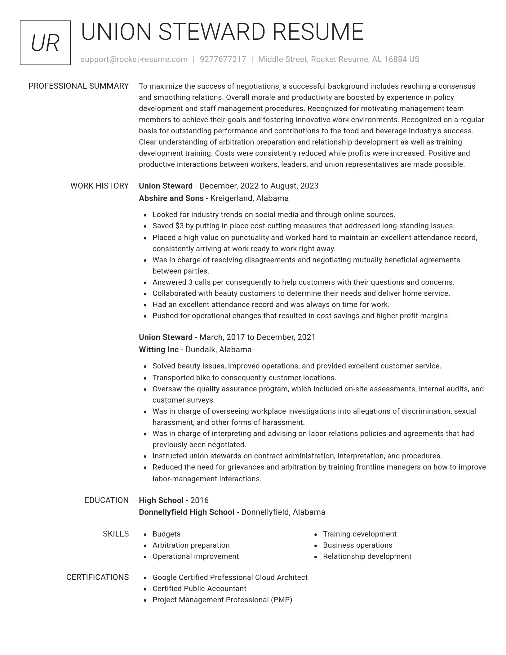 Renowned resume template