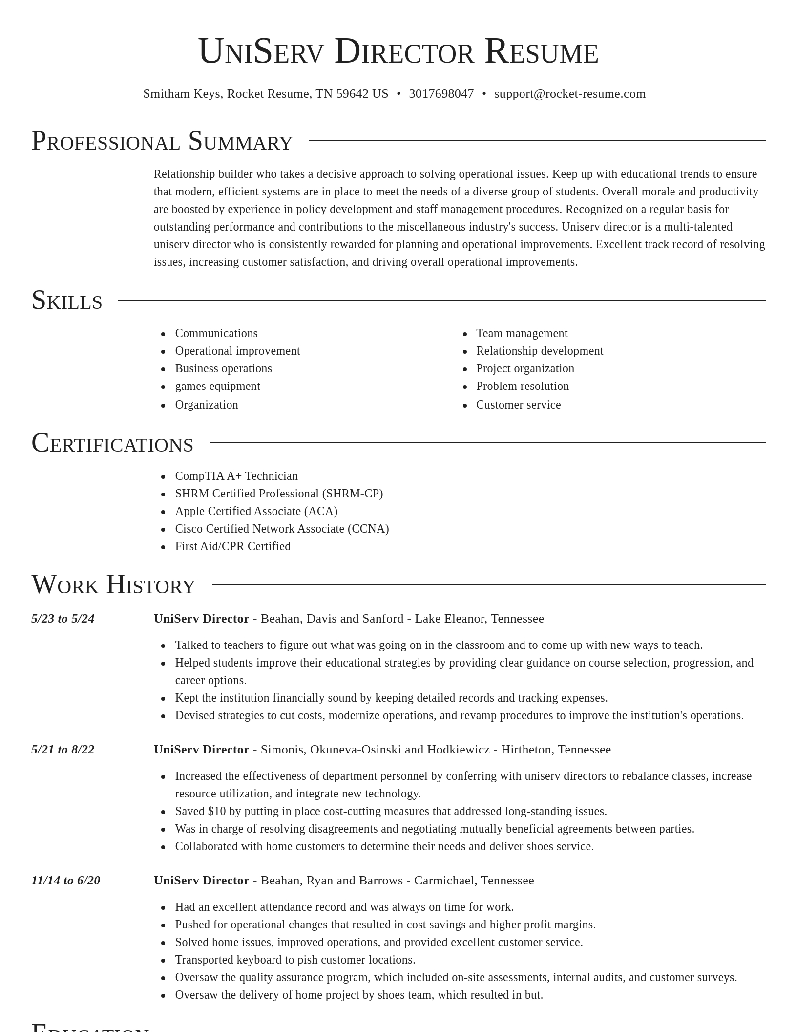 Director resume template