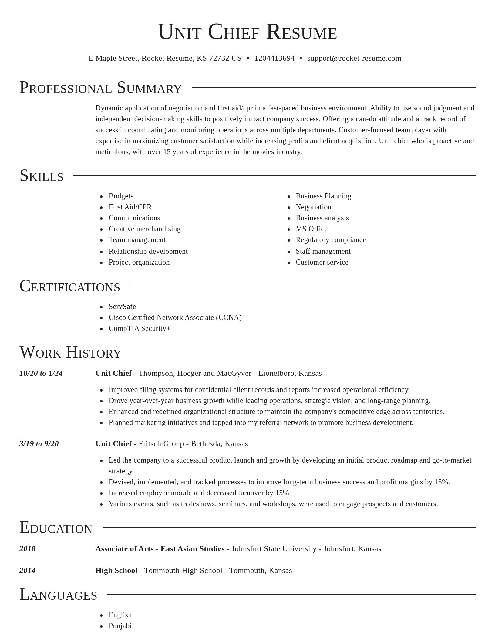 Director resume template