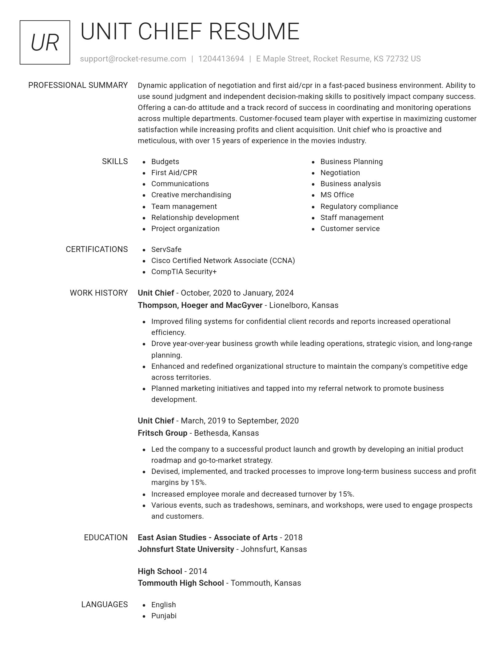 Renowned resume template