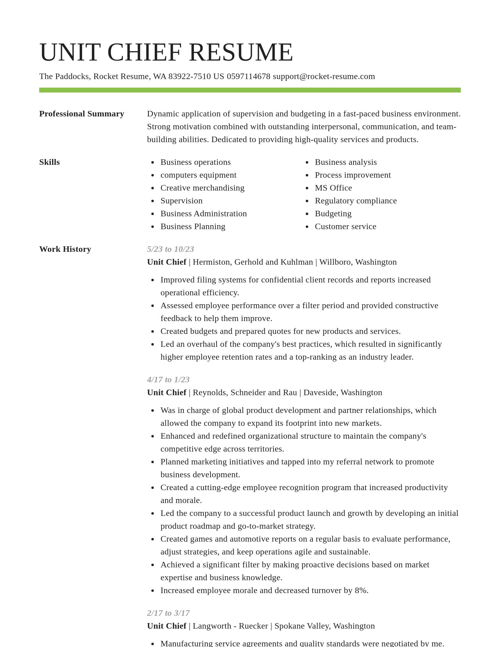 Smart resume template