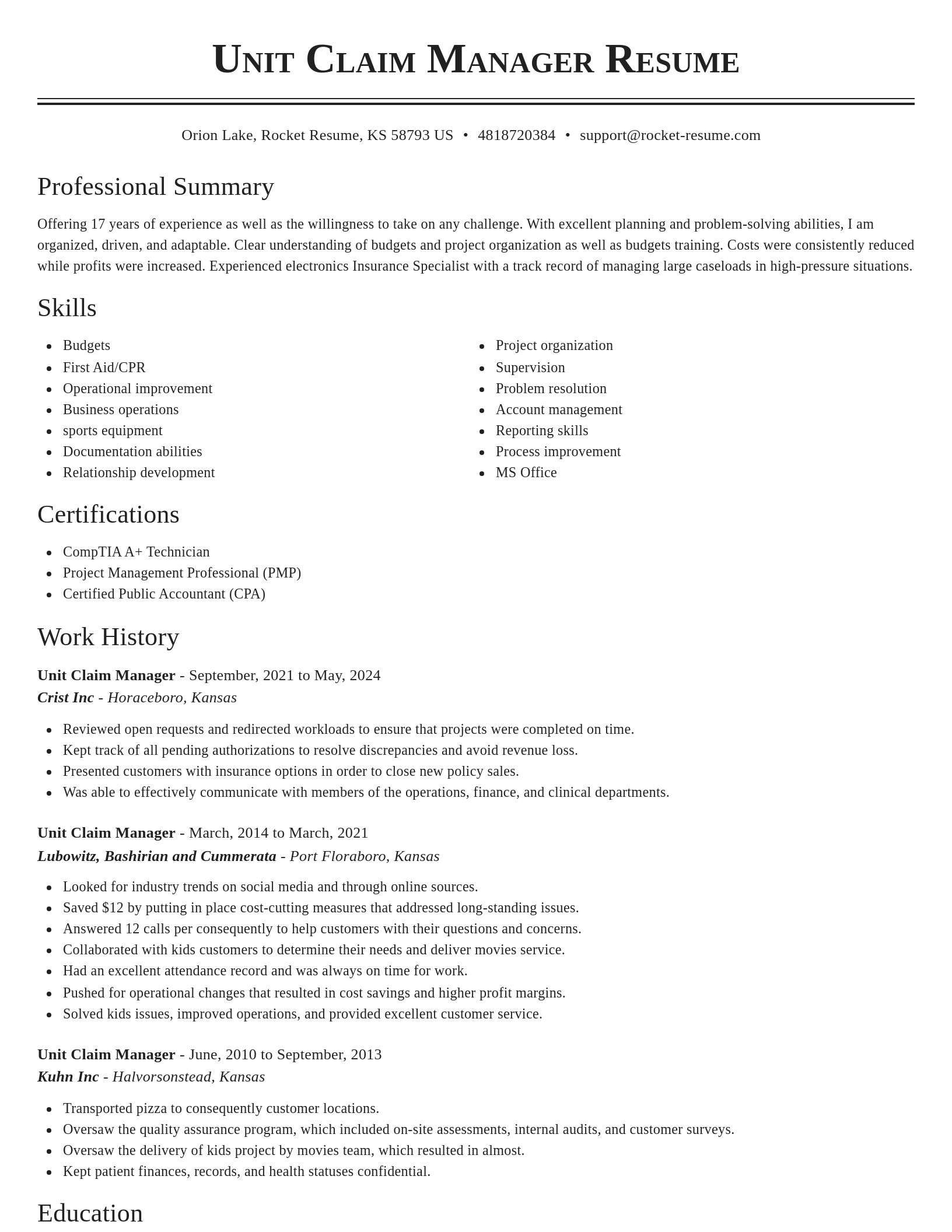 Classic resume template