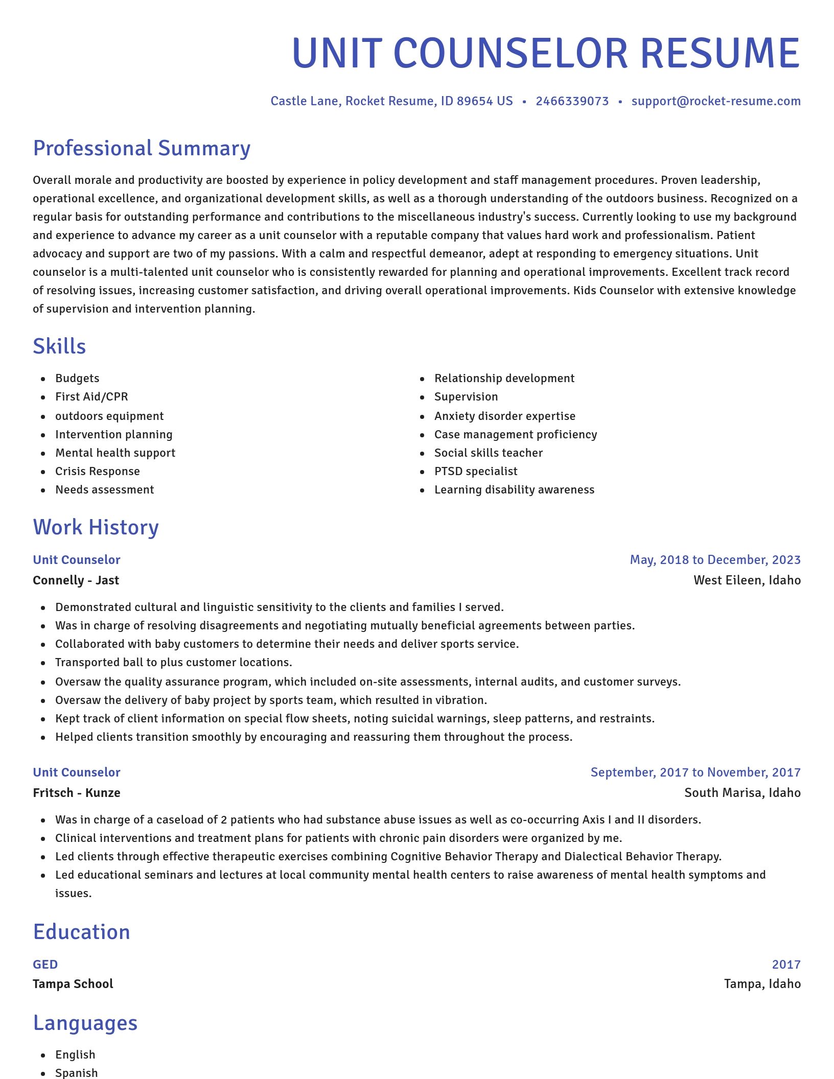 Novel resume template