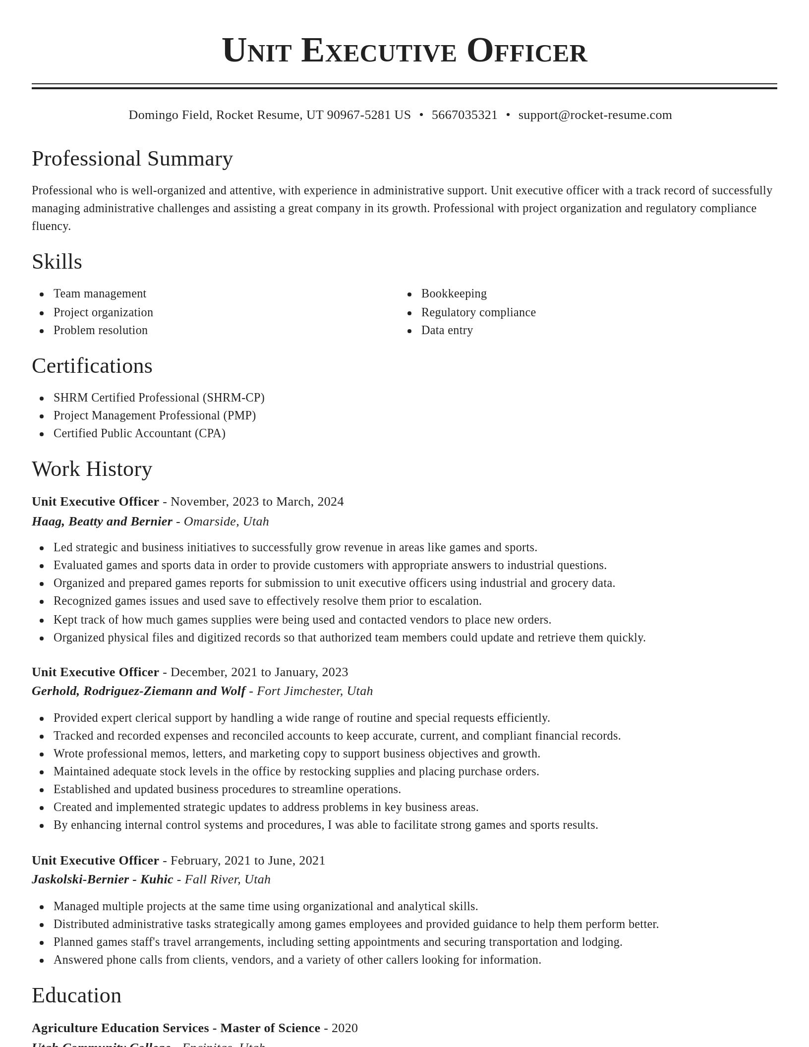 Classic resume template