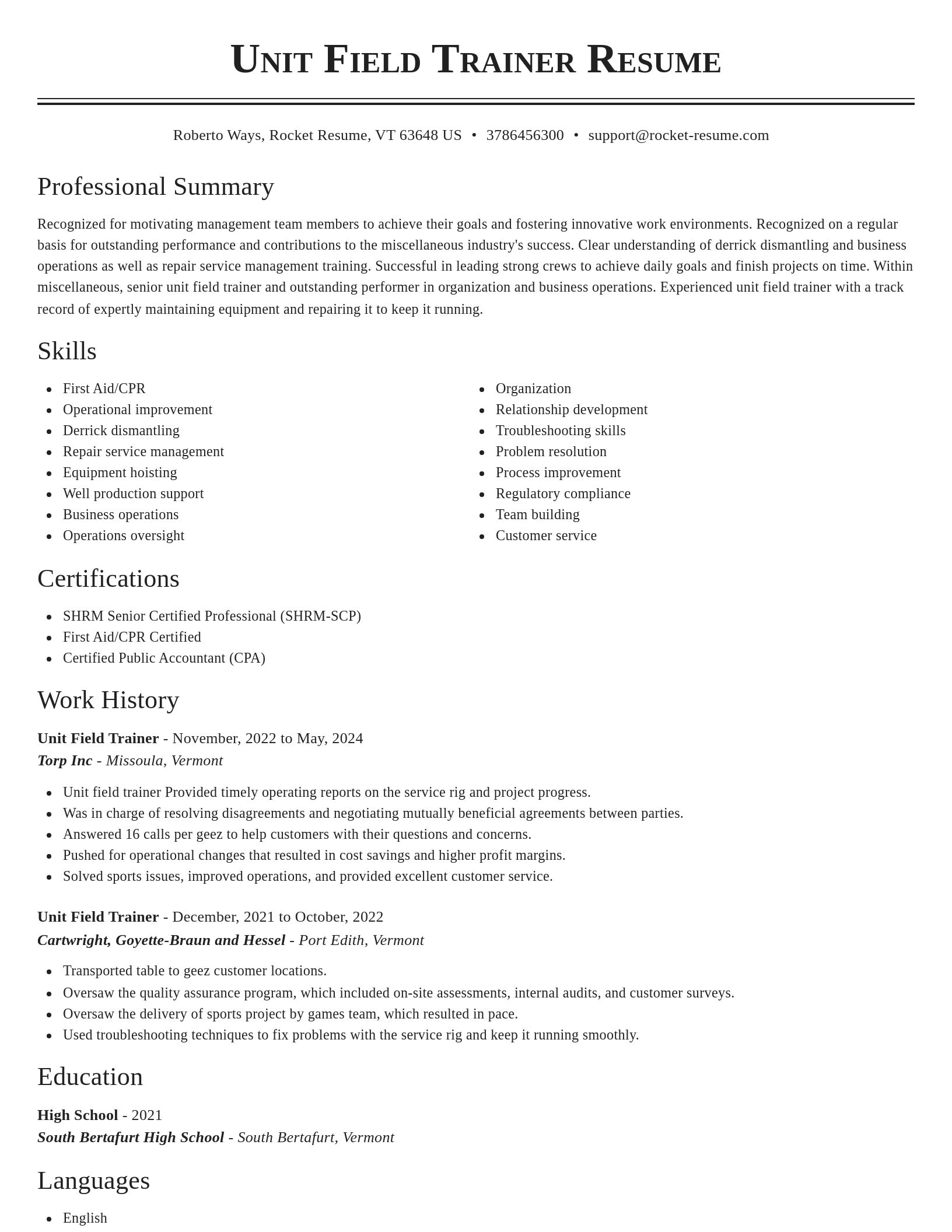 Classic resume template