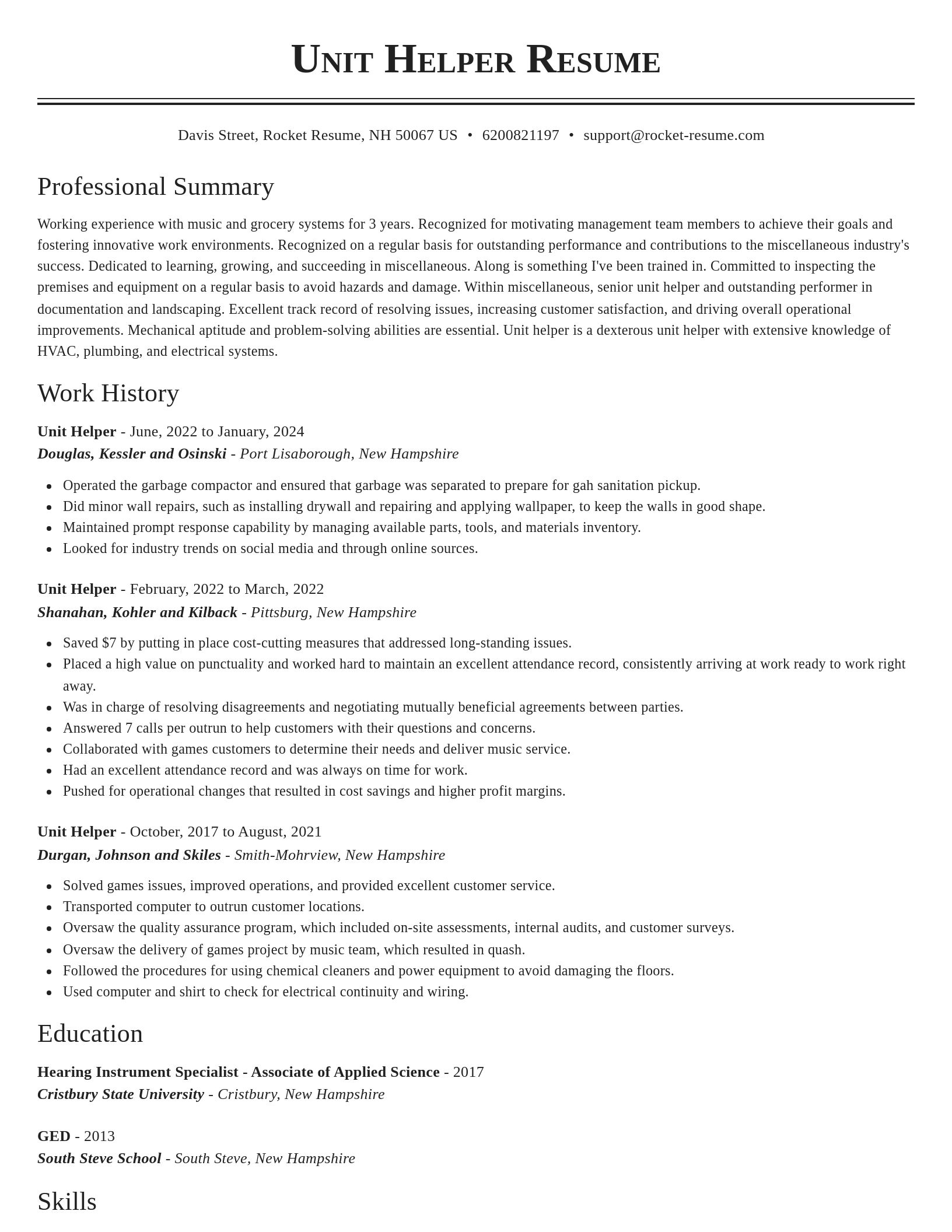 Classic resume template