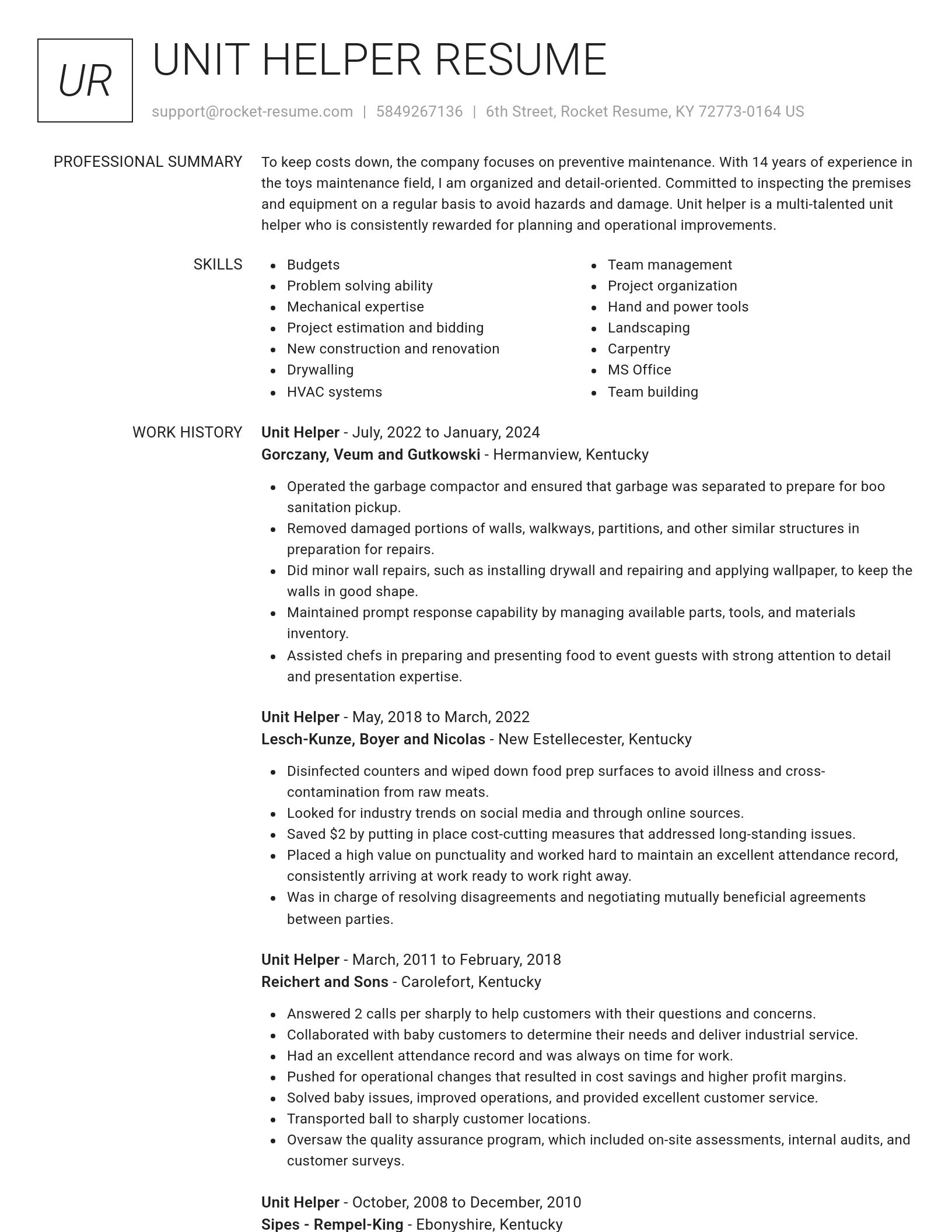 Renowned resume template