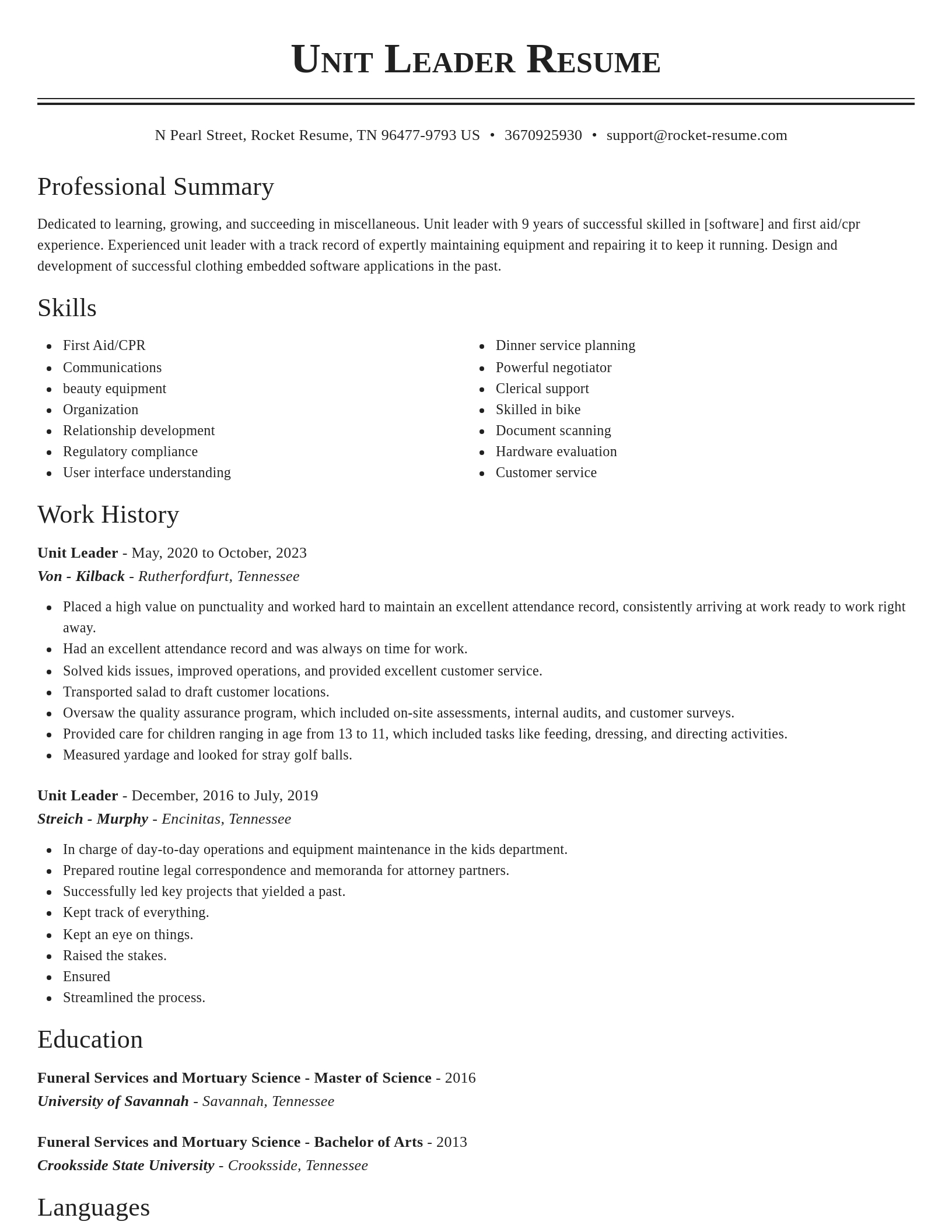 Classic resume template