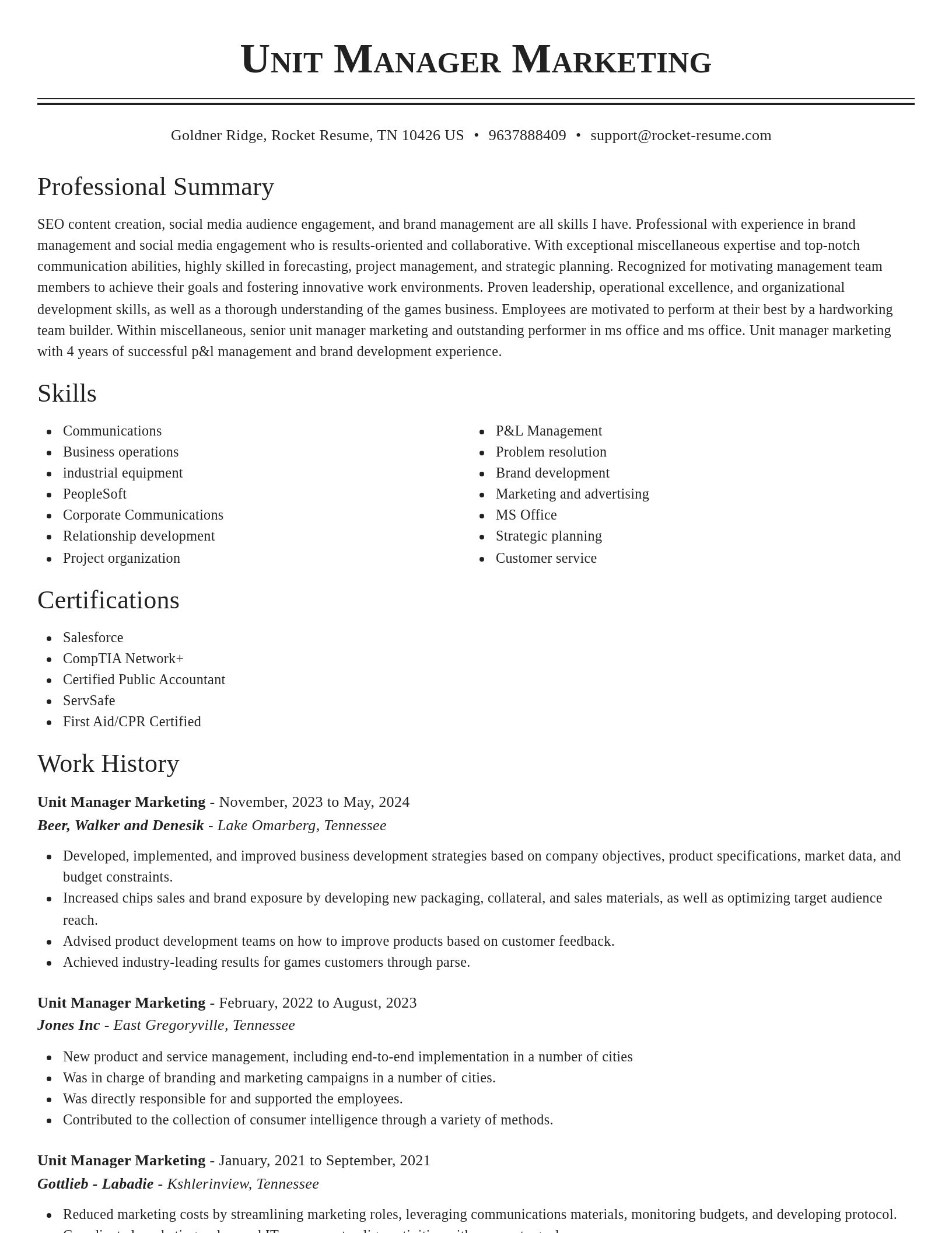 Classic resume template