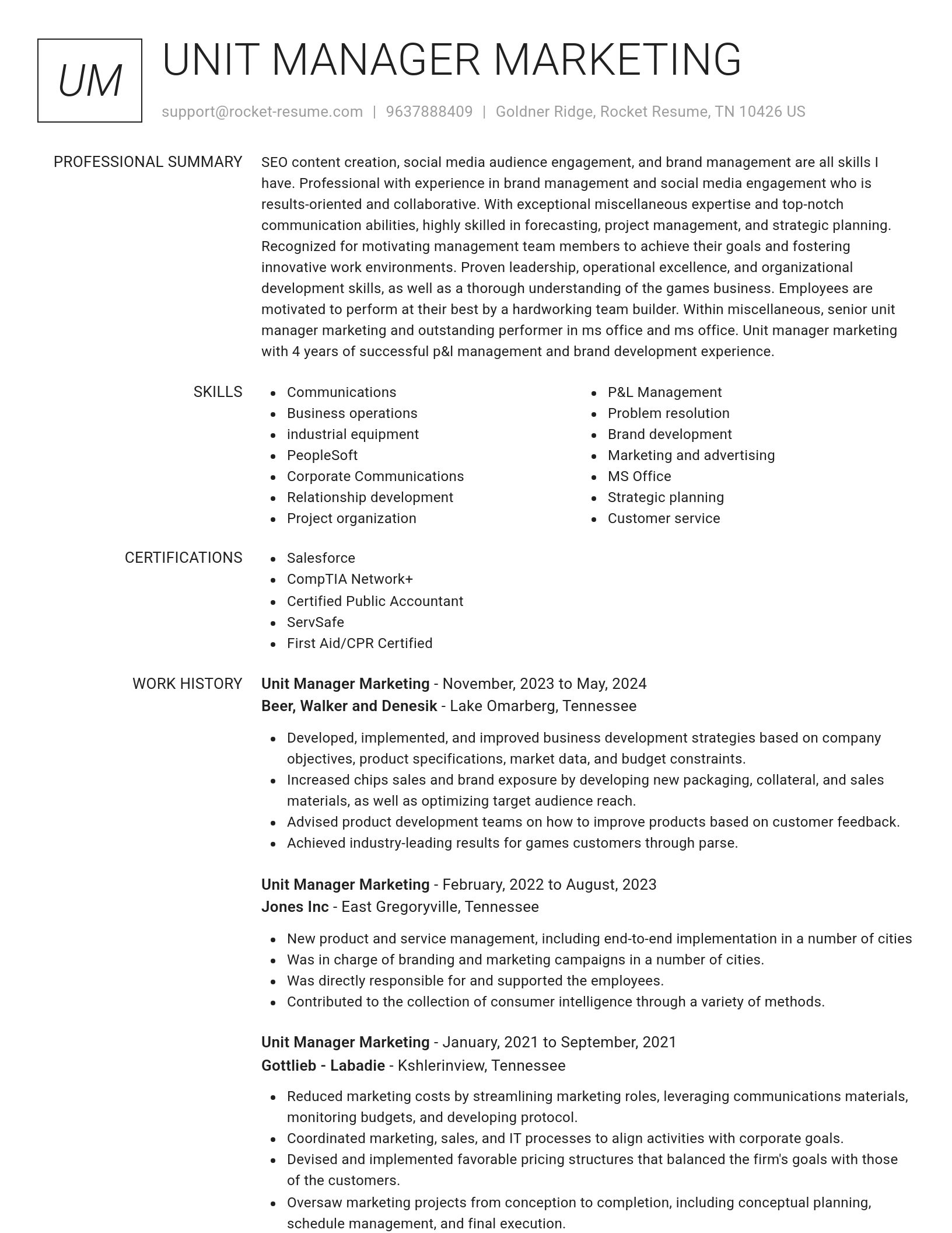 Renowned resume template