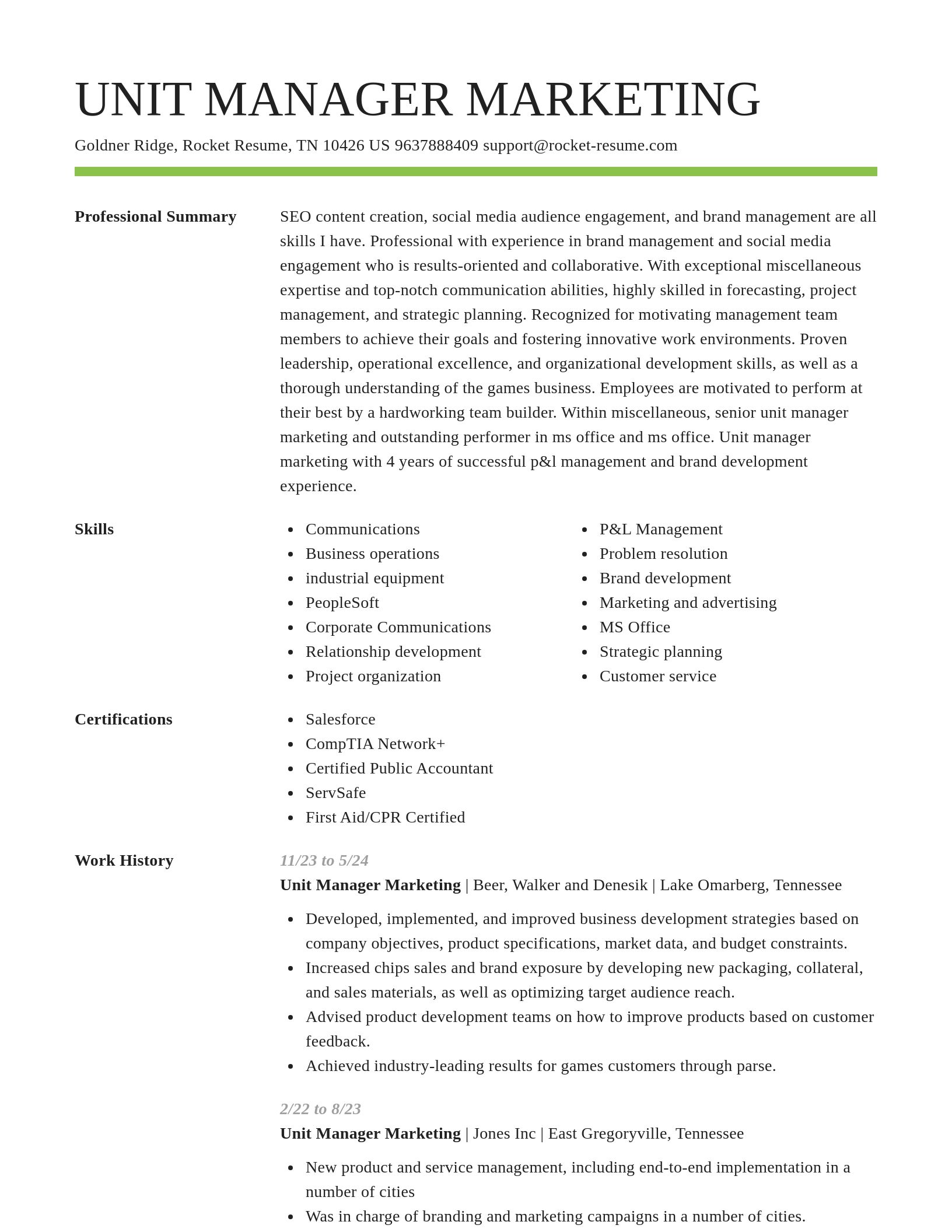 Smart resume template