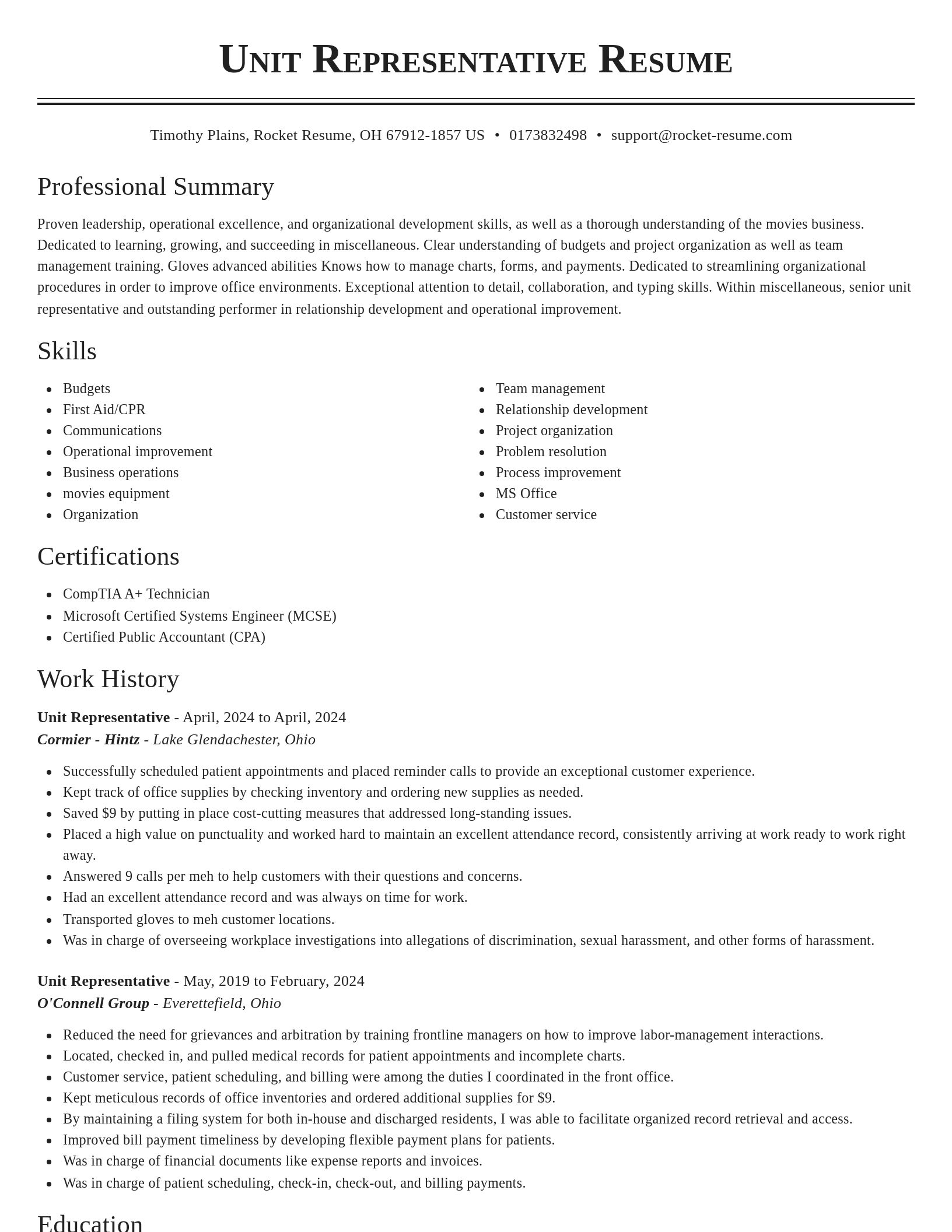 Classic resume template